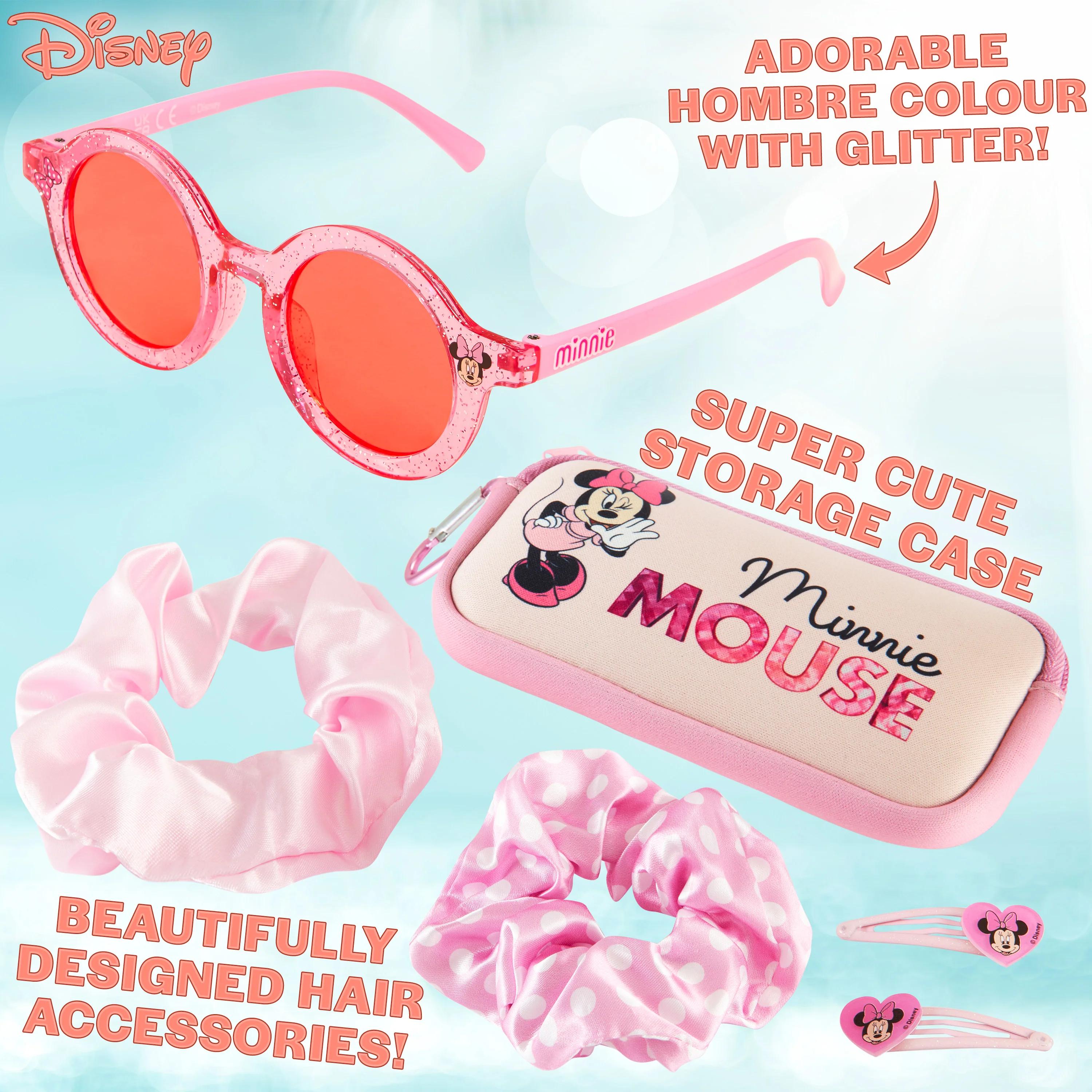 Disney Girls UV Protection Sunglasses, Case and Hair Accessories Set Girls Gifts - Image 5