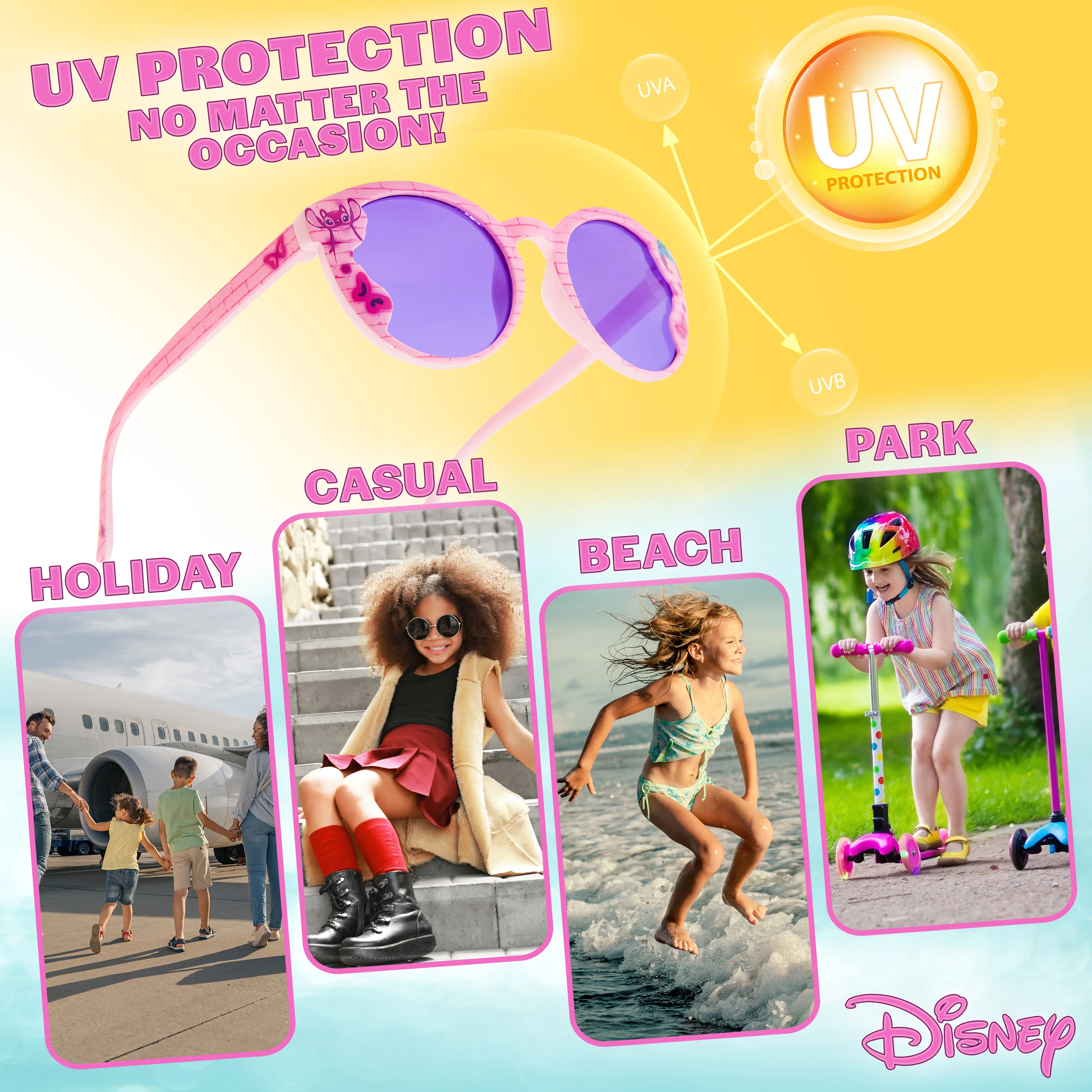 Disney Girls UV Protection Sunglasses, Case and Hair Accessories Set - Stitch - Image 4