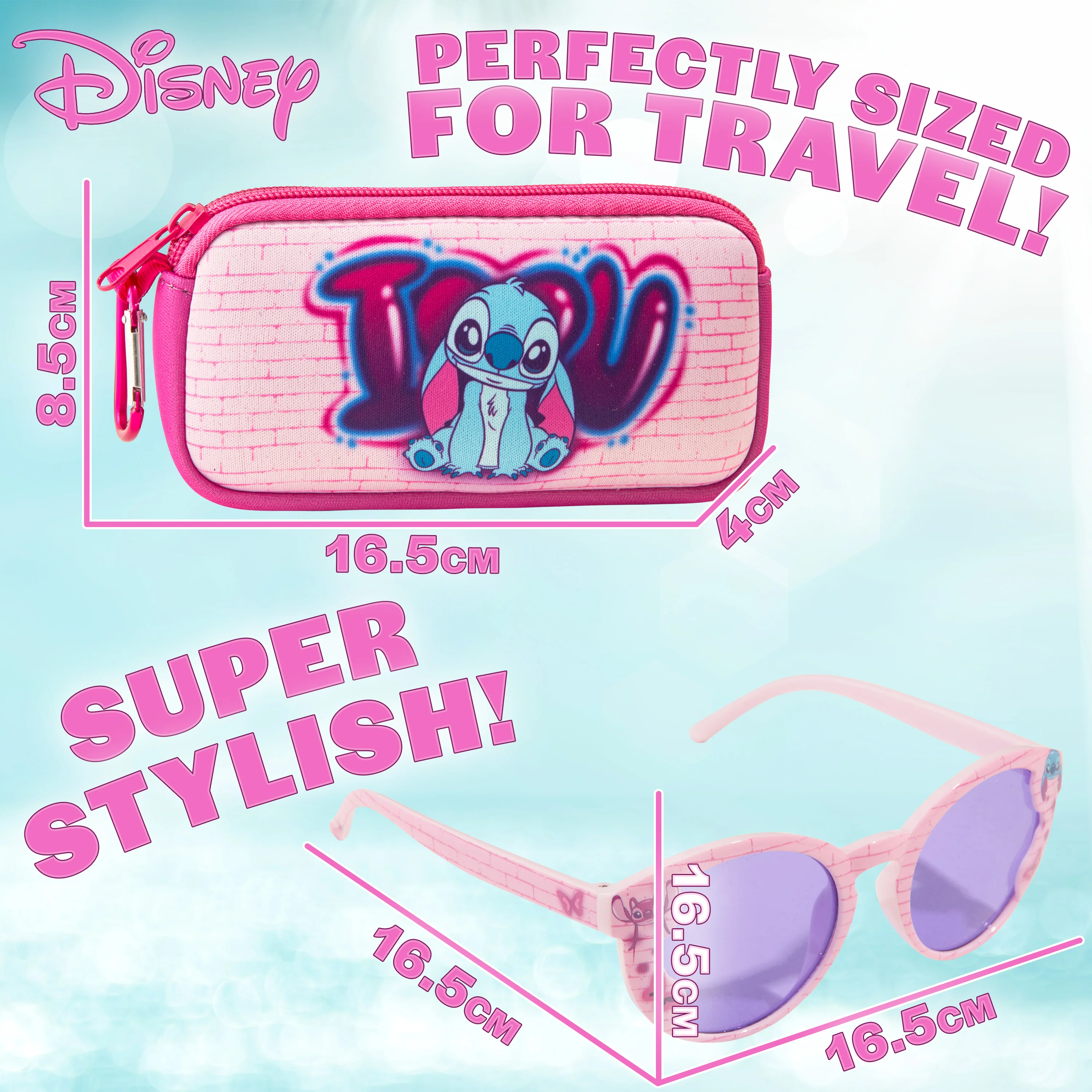 Disney Girls UV Protection Sunglasses, Case and Hair Accessories Set - Stitch - Image 6
