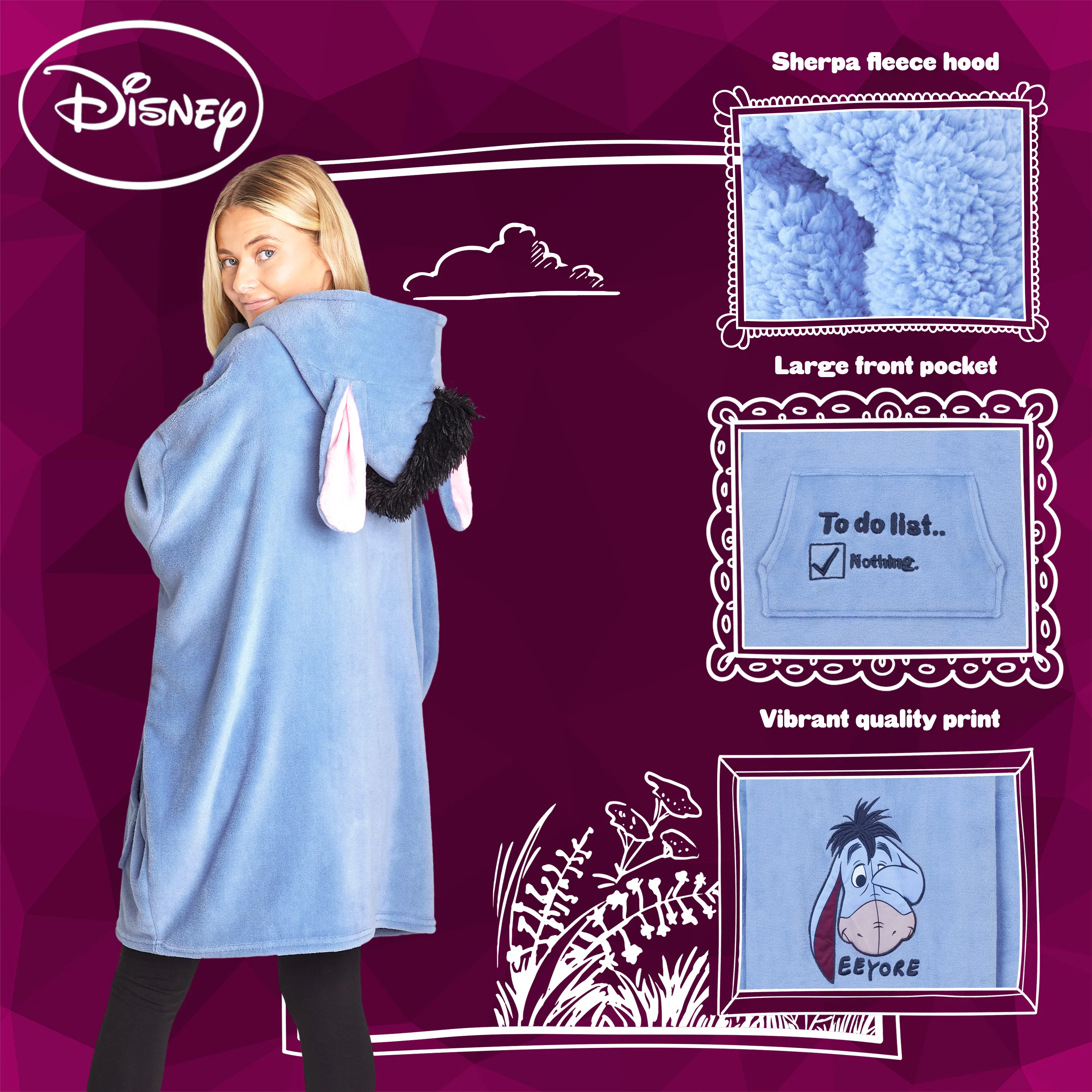 Disney Stitch Hoodie Blanket for Women Teenagers Fleece Wearable Blanket Warm Cosy Oversized Hoodie with Sherpa Hood Loungewear Stitch Gifts for Her - Image 4
