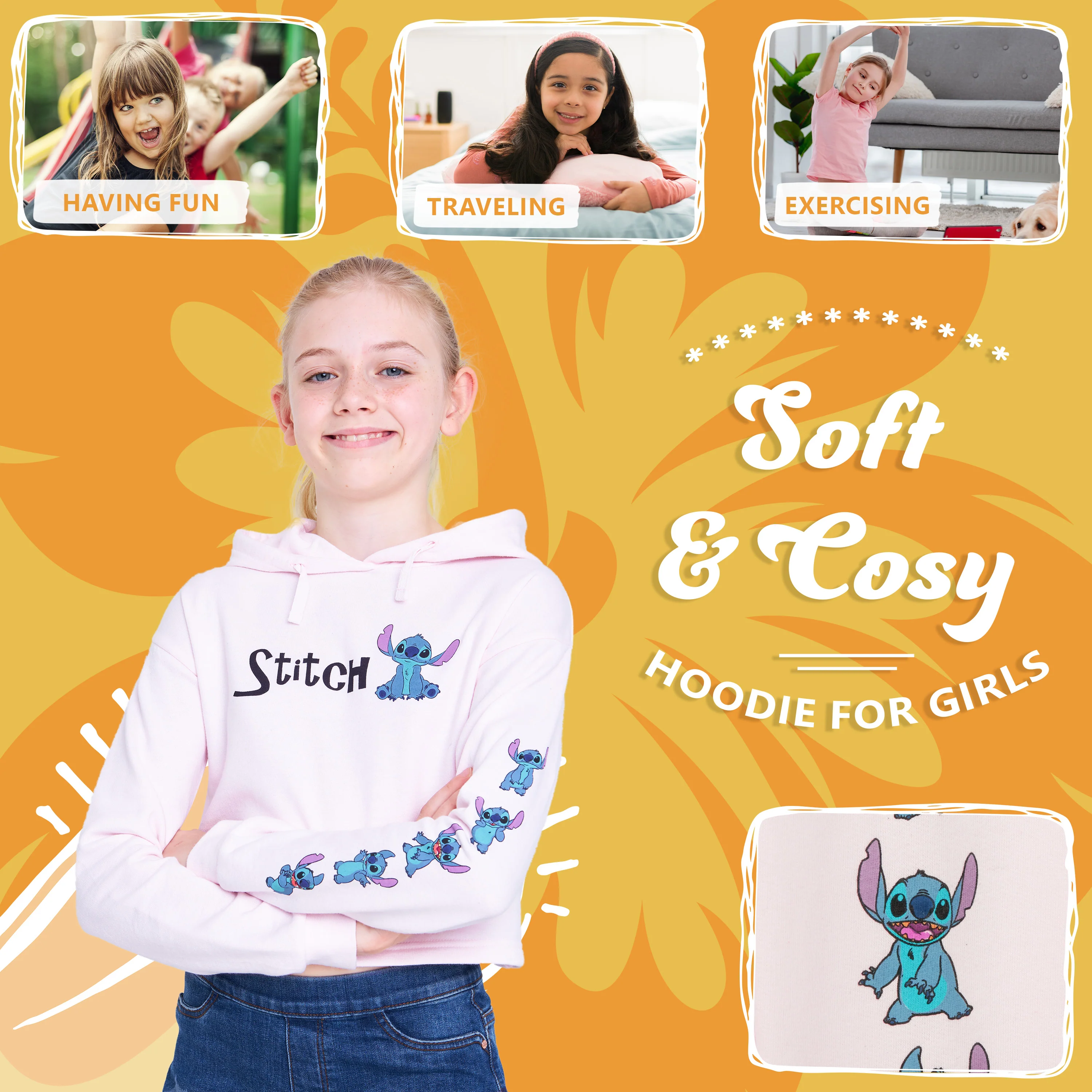 Disney Hoodie for Girls, Stitch Sweatshirt, Fashion Top for Girls and Teens, Stitch Gifts - Image 5
