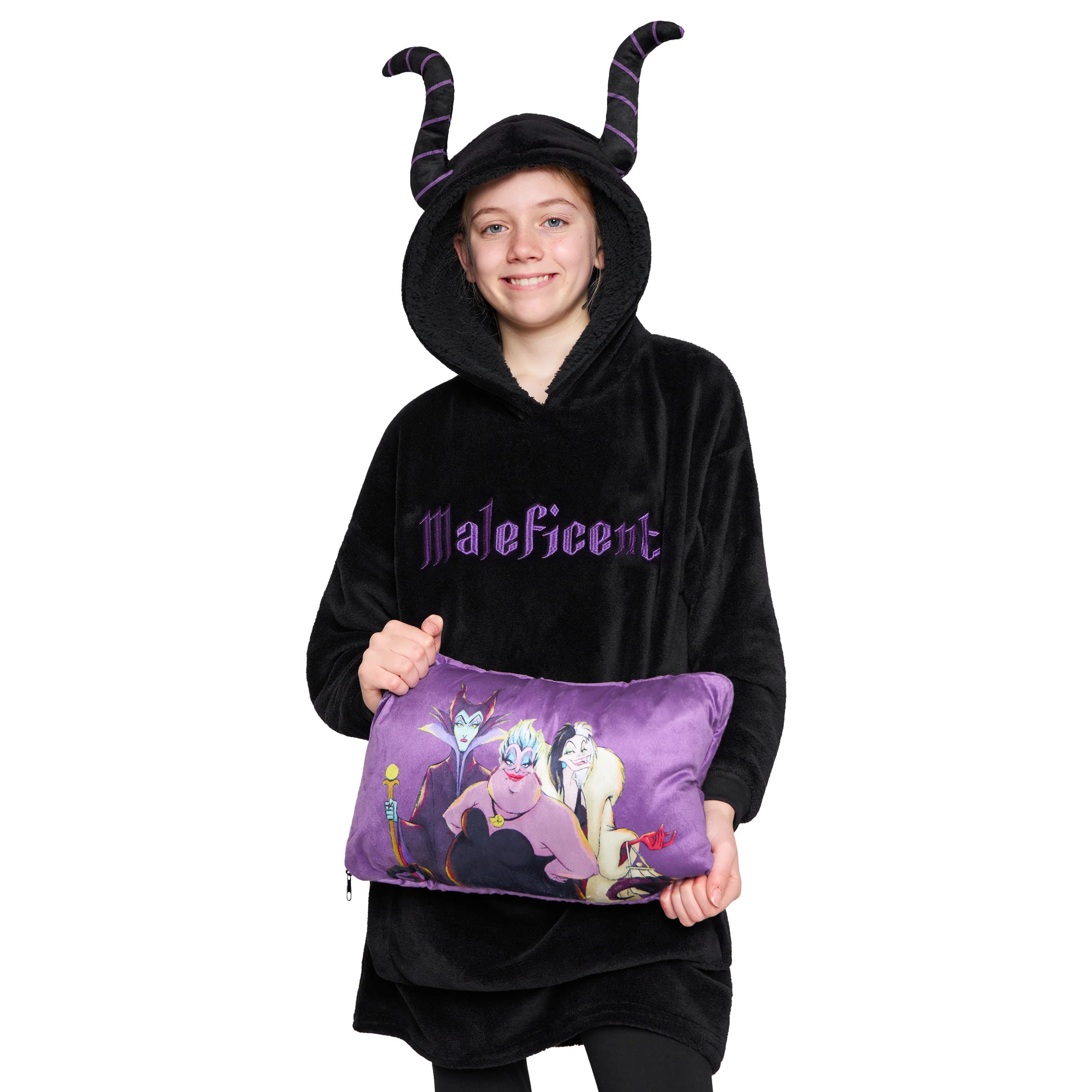 Disney Hoodie for Kids - 2 in 1 Oversized Fleece Hoodie - Maleficent