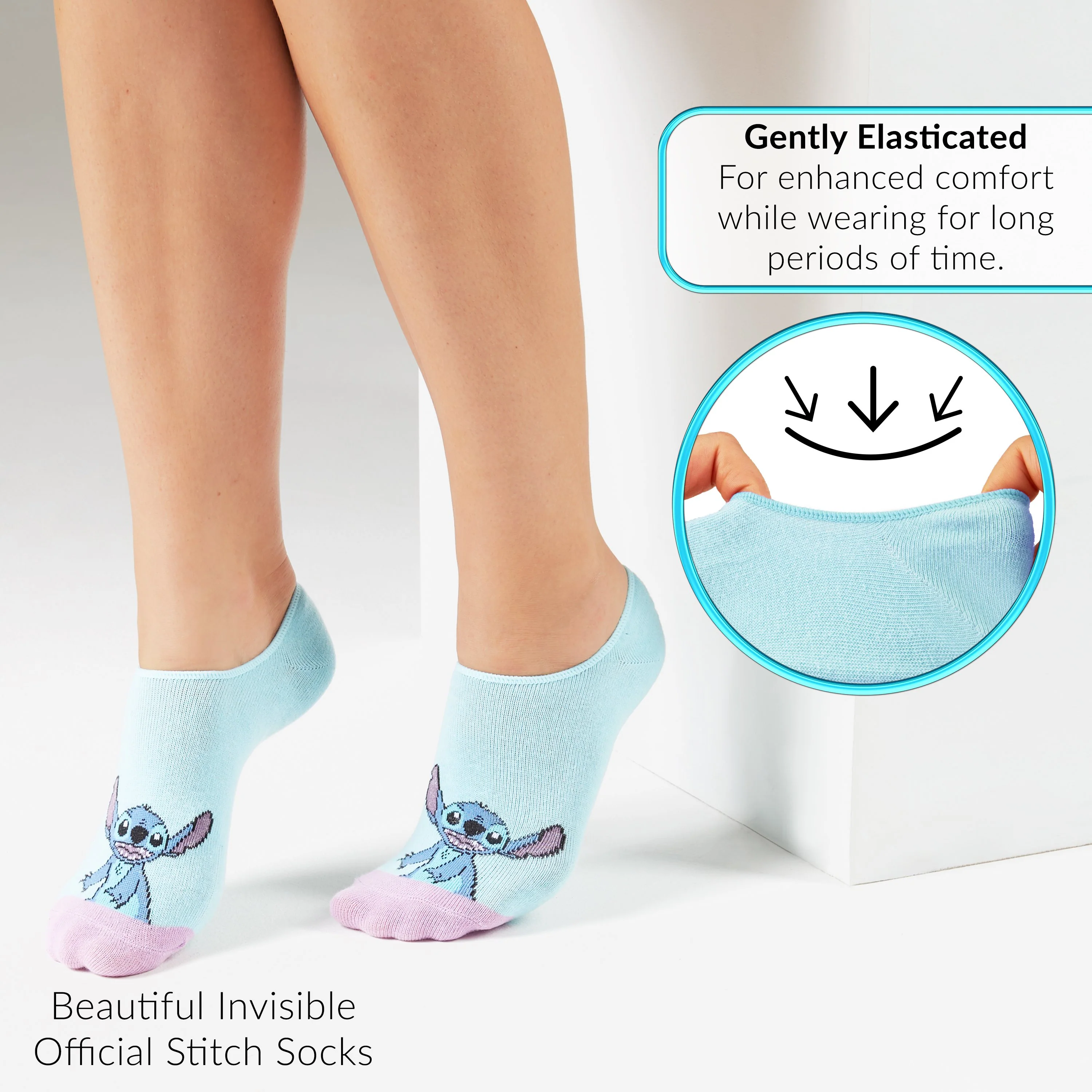 Disney Invisible Socks, Trainer Socks, 5 x No Show Socks, Stitch Disney Gifts - Image 4