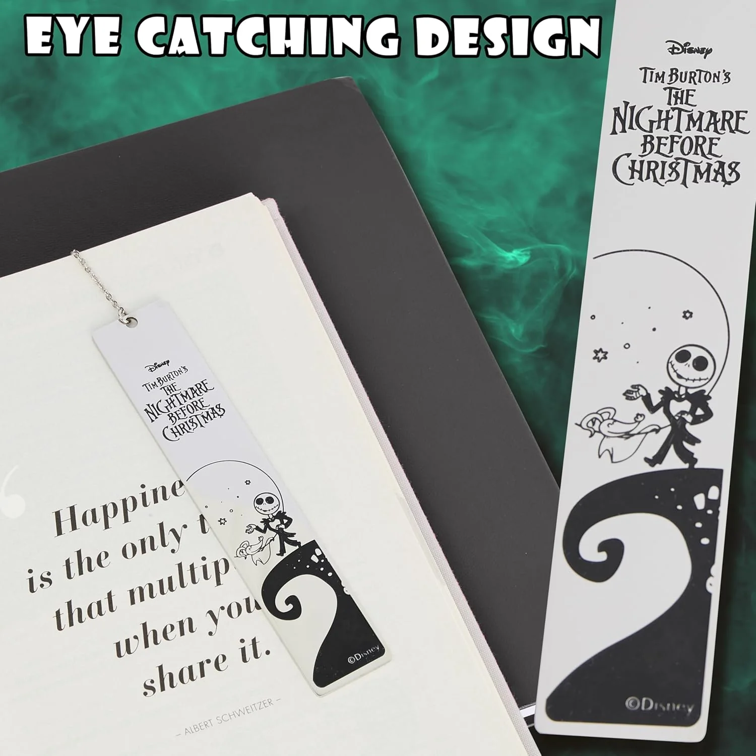 Disney Jack Skellington Bookmark with Gift Box Metal Page Markers Hanging Charm - Image 5