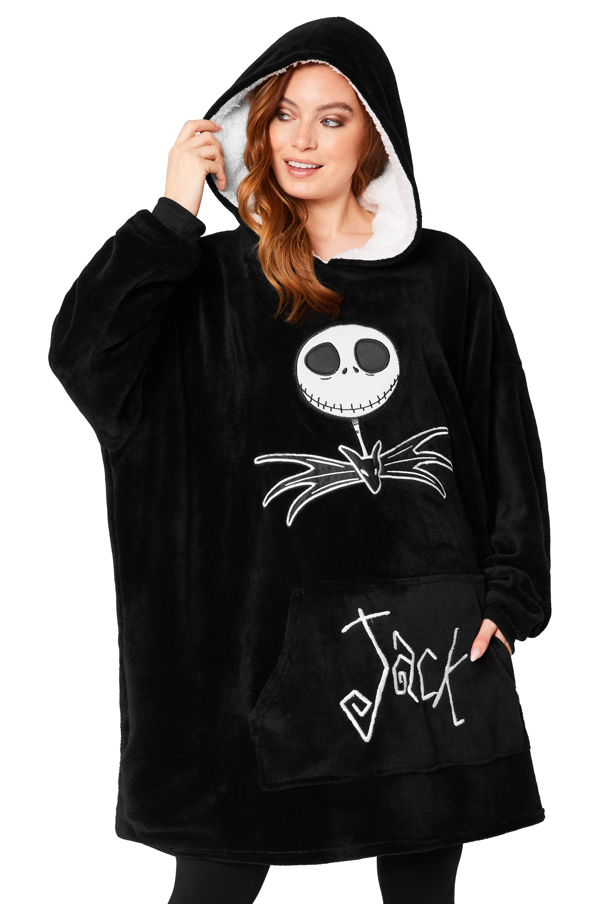 Disney Jack Skellington Fleece Hoodie Men Women Teenagers Oversized Fleece Poncho