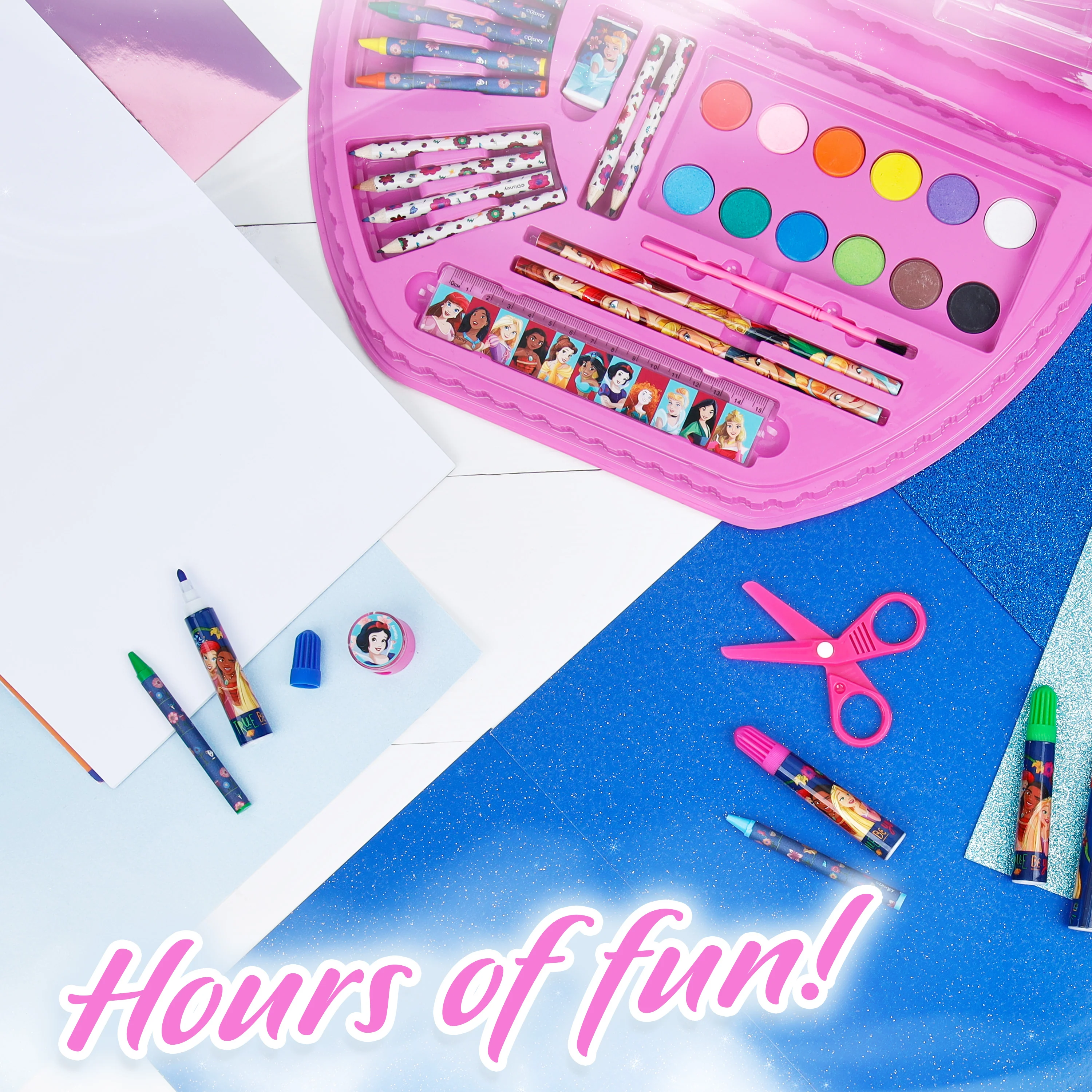 Disney Kids Art Set Princess Colouring Sets for Children 50pcs Art Supplies (Pink Princess) - Image 5