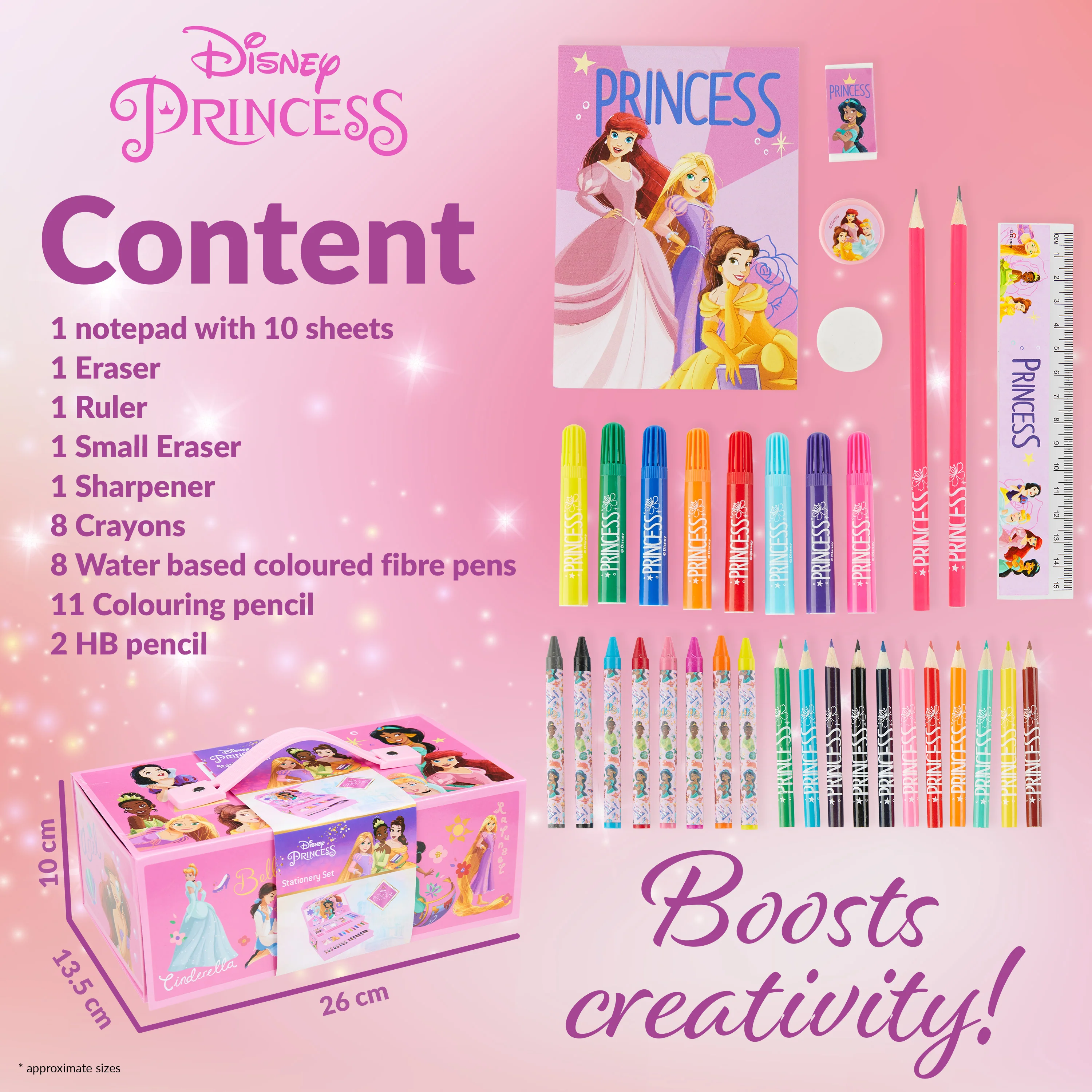 Disney Kids Colouring Pencils - Art Case - Pink Princesses - Image 6