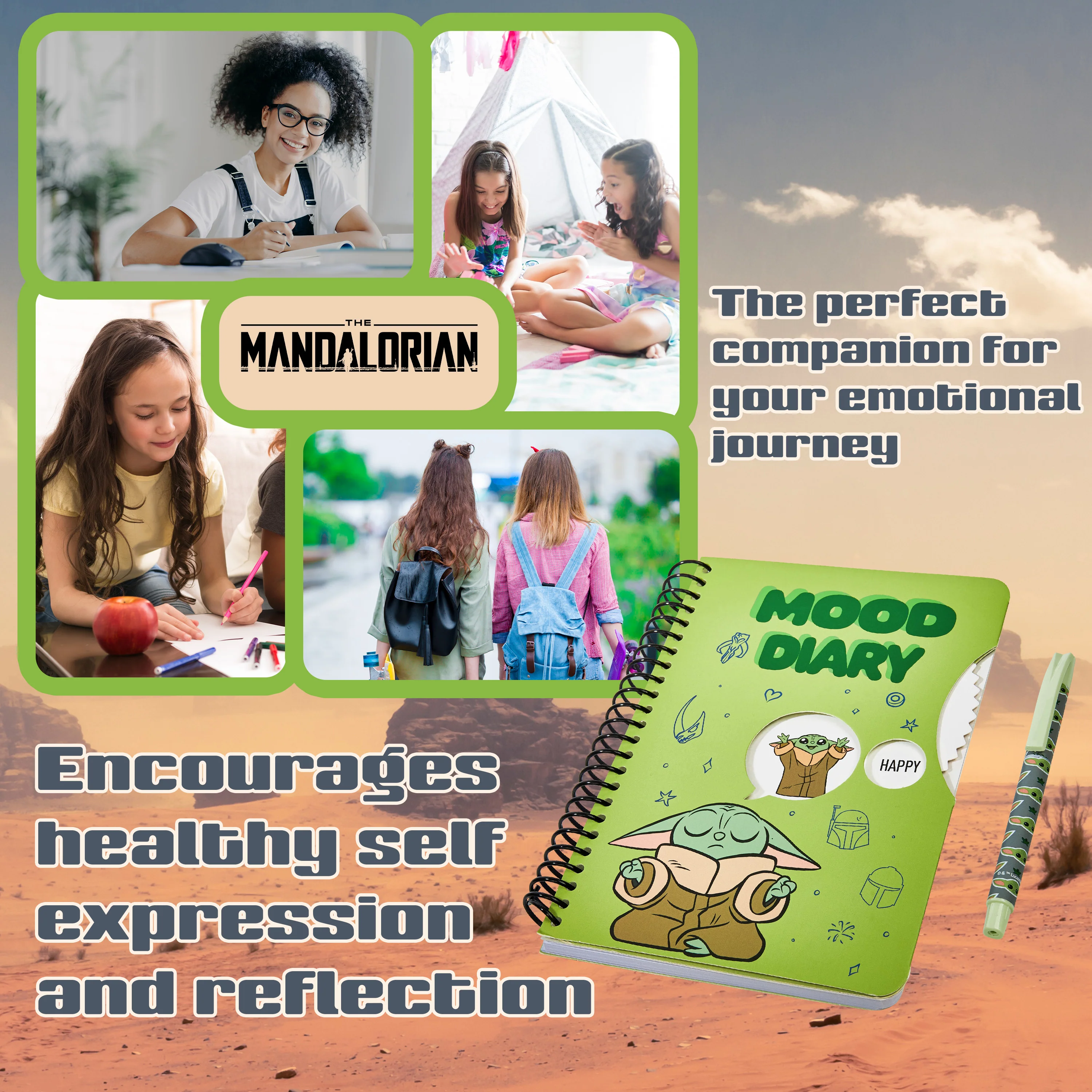 Disney Kids Diary - Baby Yoda Mood Journal with Stickers and Pen - Image 5