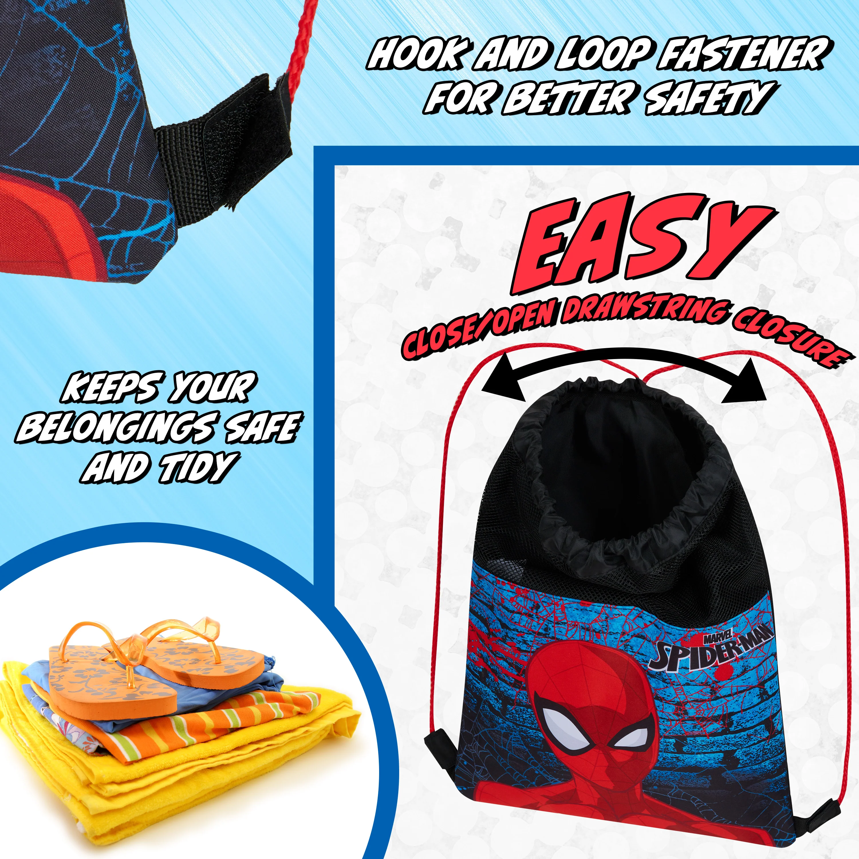 Disney Kids Drawstring Bags - Swimming Bag, School PE Bag - Spiderman - Image 5
