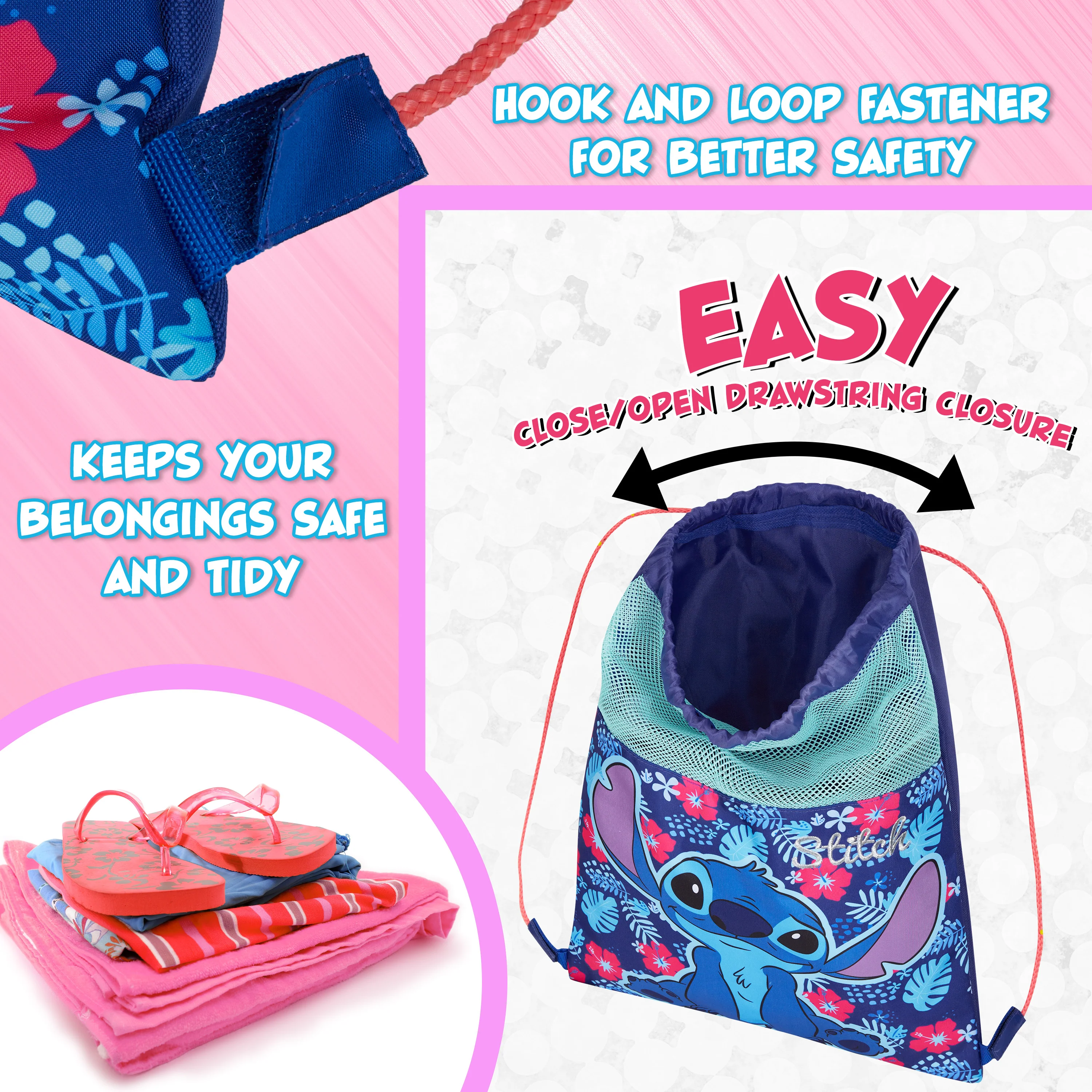 Disney Kids Drawstring Bags - Swimming Bag, School PE Bag - Stitch - Image 5