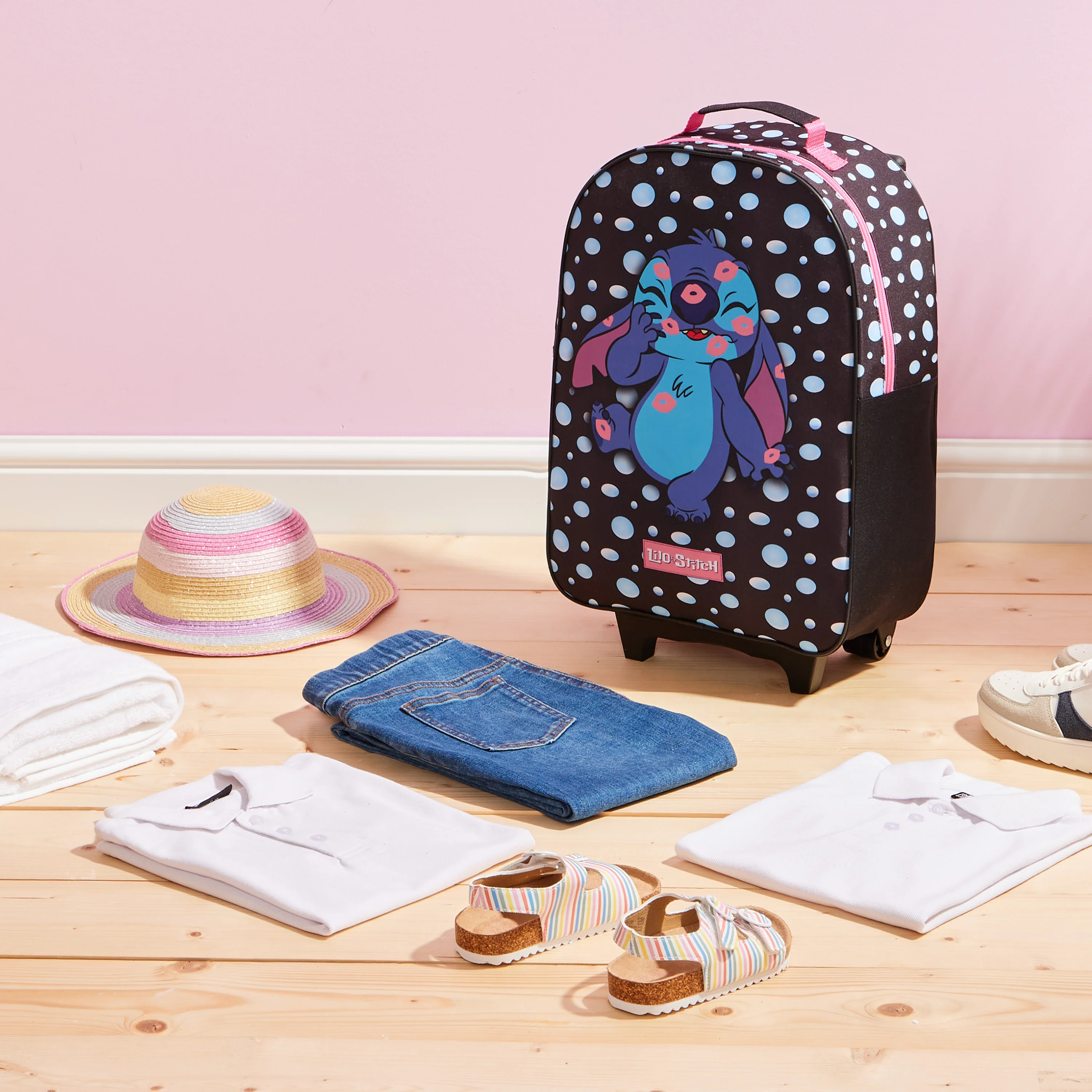 Disney Kids Suitcase - Foldable Trolley Bag 47 x 30cm, 2 Wheels Extendable Handle - Image 5
