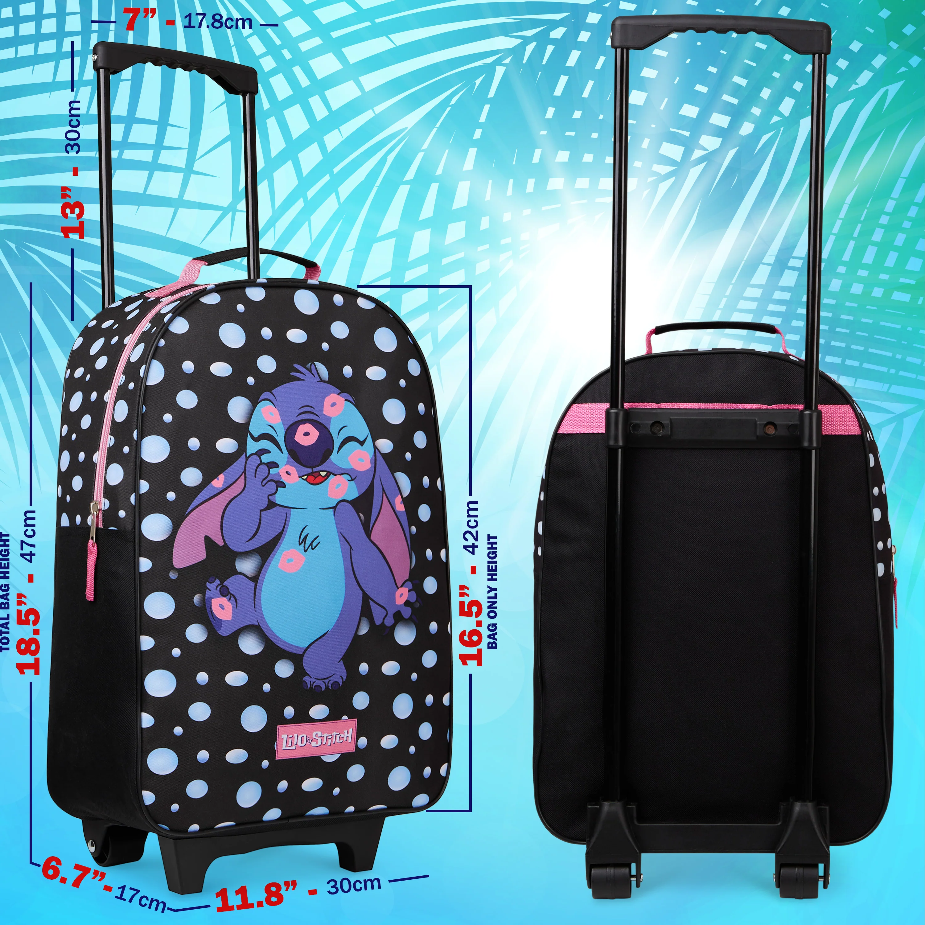 Disney Kids Suitcase - Foldable Trolley Bag 47 x 30cm, 2 Wheels Extendable Handle - Image 6
