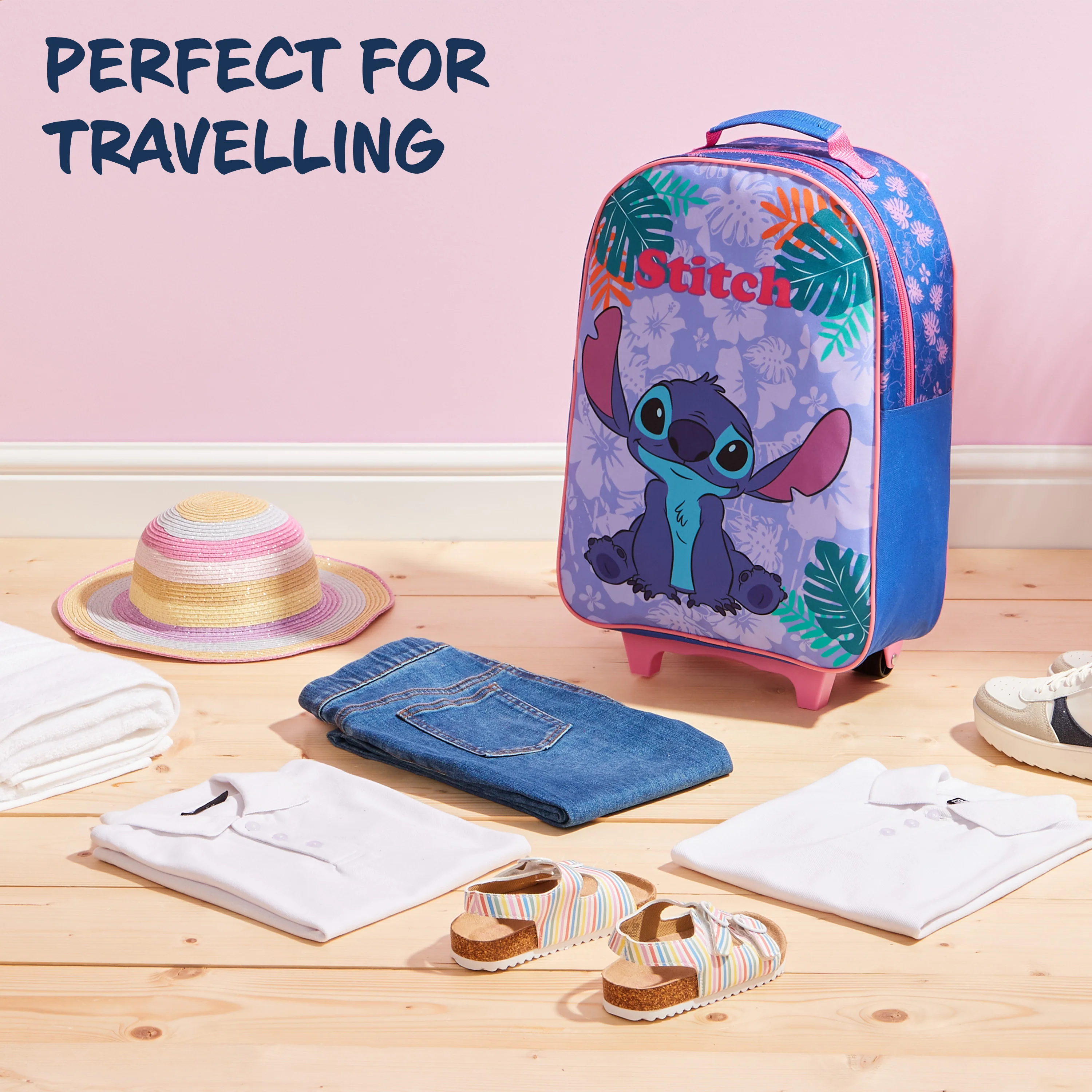 Disney Kids Suitcase - Foldable Trolley Bag 47 x 30cm, 2 Wheels Extendable Handle - Image 5