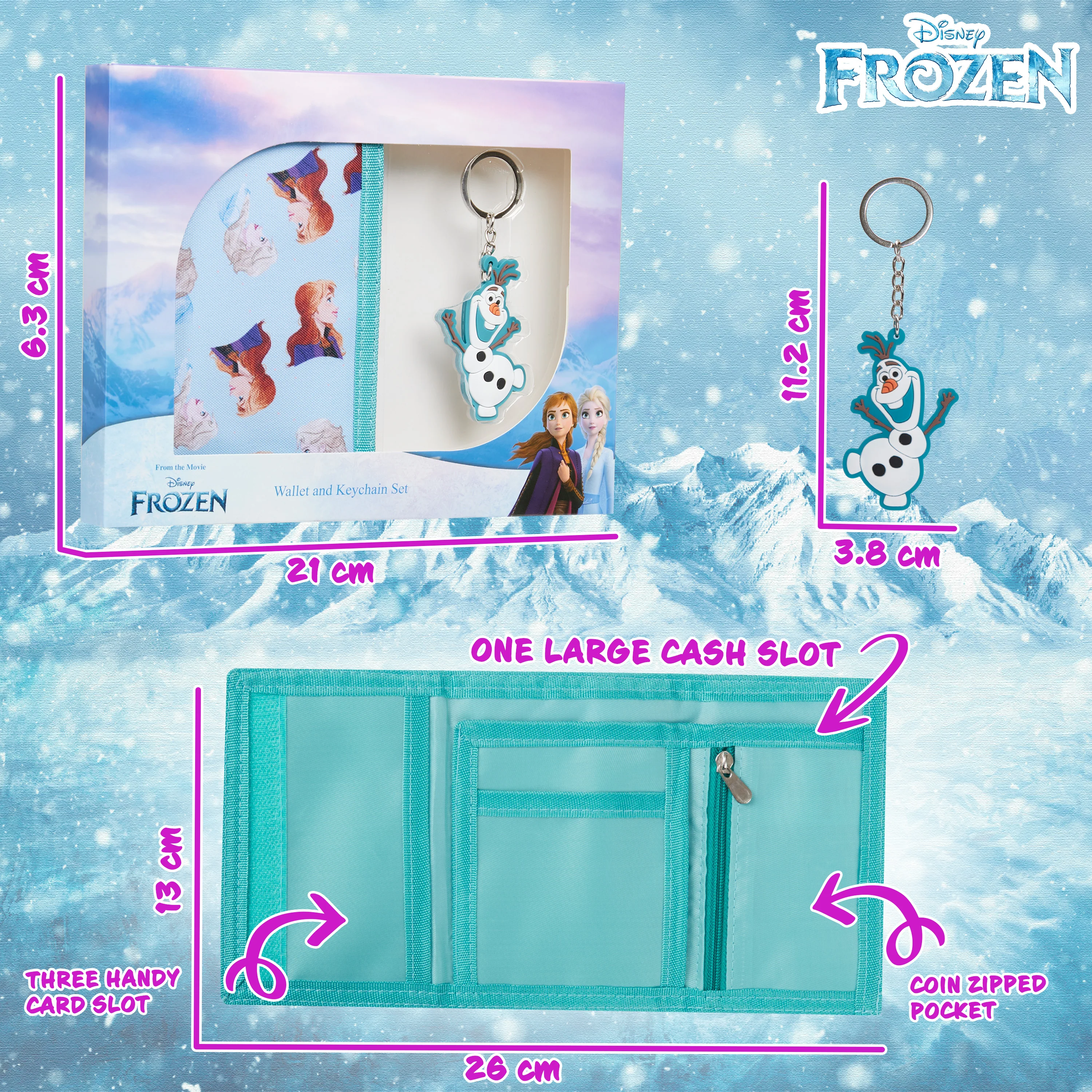 Disney Kids Wallet and Keyring Gift Set -Blue Frozen - Image 6
