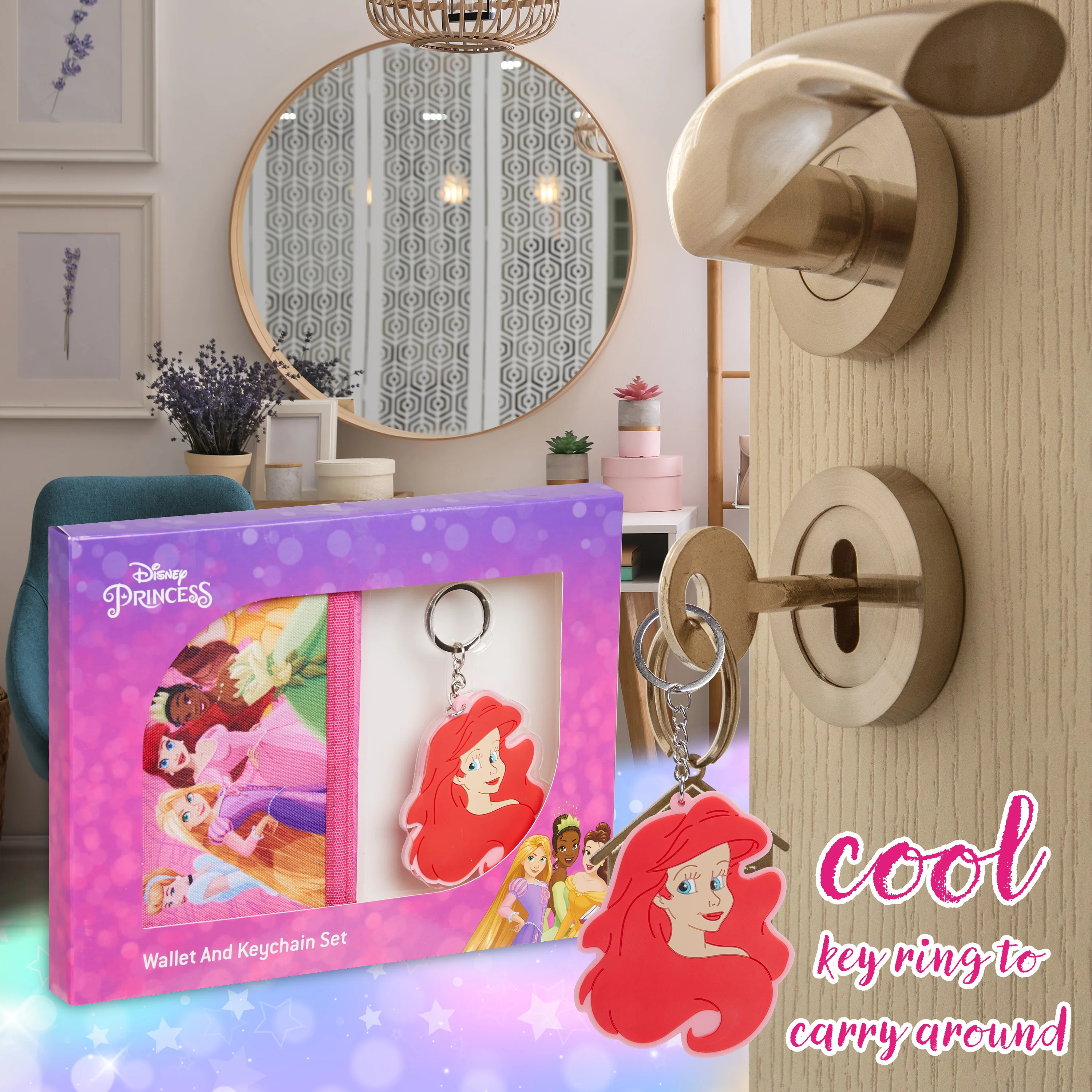 Disney Kids Wallet and Keyring Gift Set - Pink Princesses - Image 5
