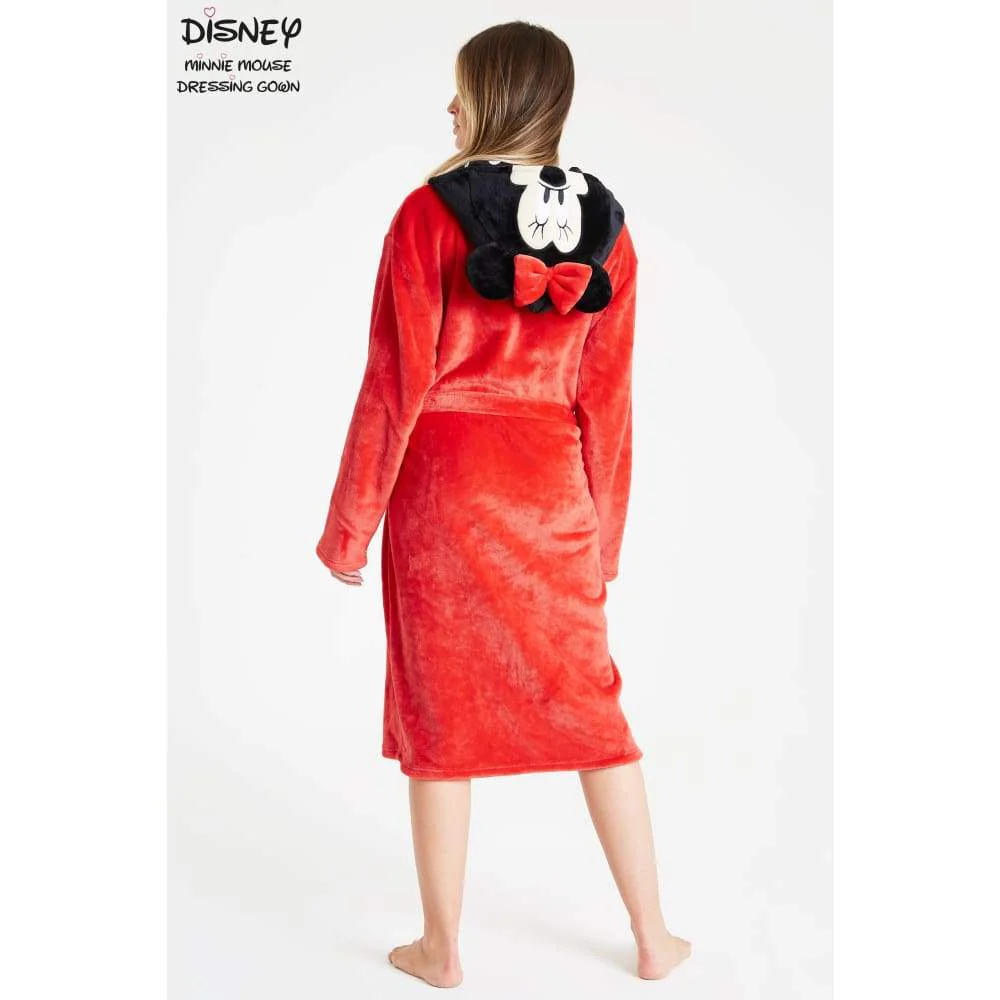 Disney Ladies Dressing Gown, Minnie Mouse Fleece Hooded Robe, Gifts for Women - Image 7