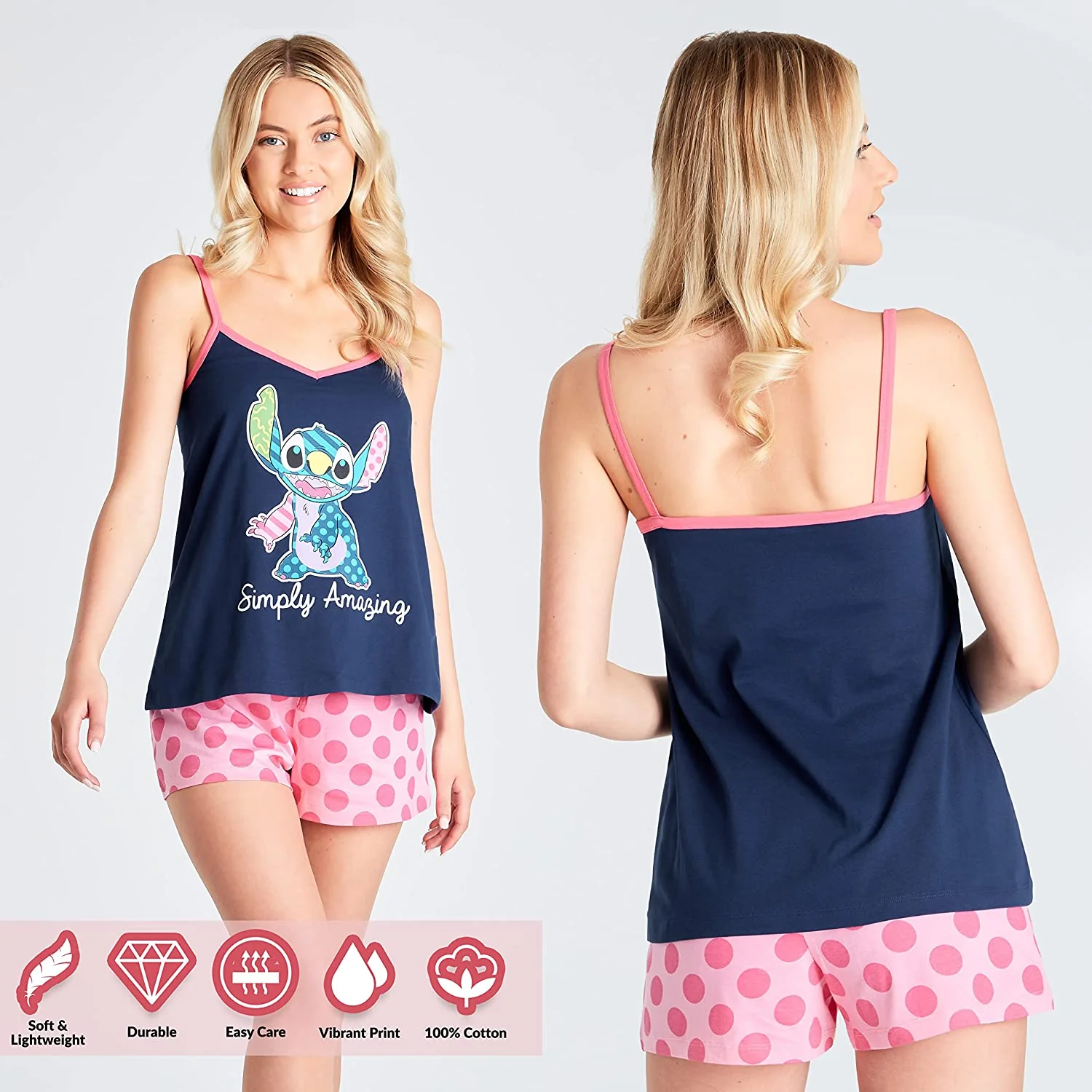 Disney Ladies Pyjamas Short PJs for Women Sets Stitch Disney Gifts - Image 4