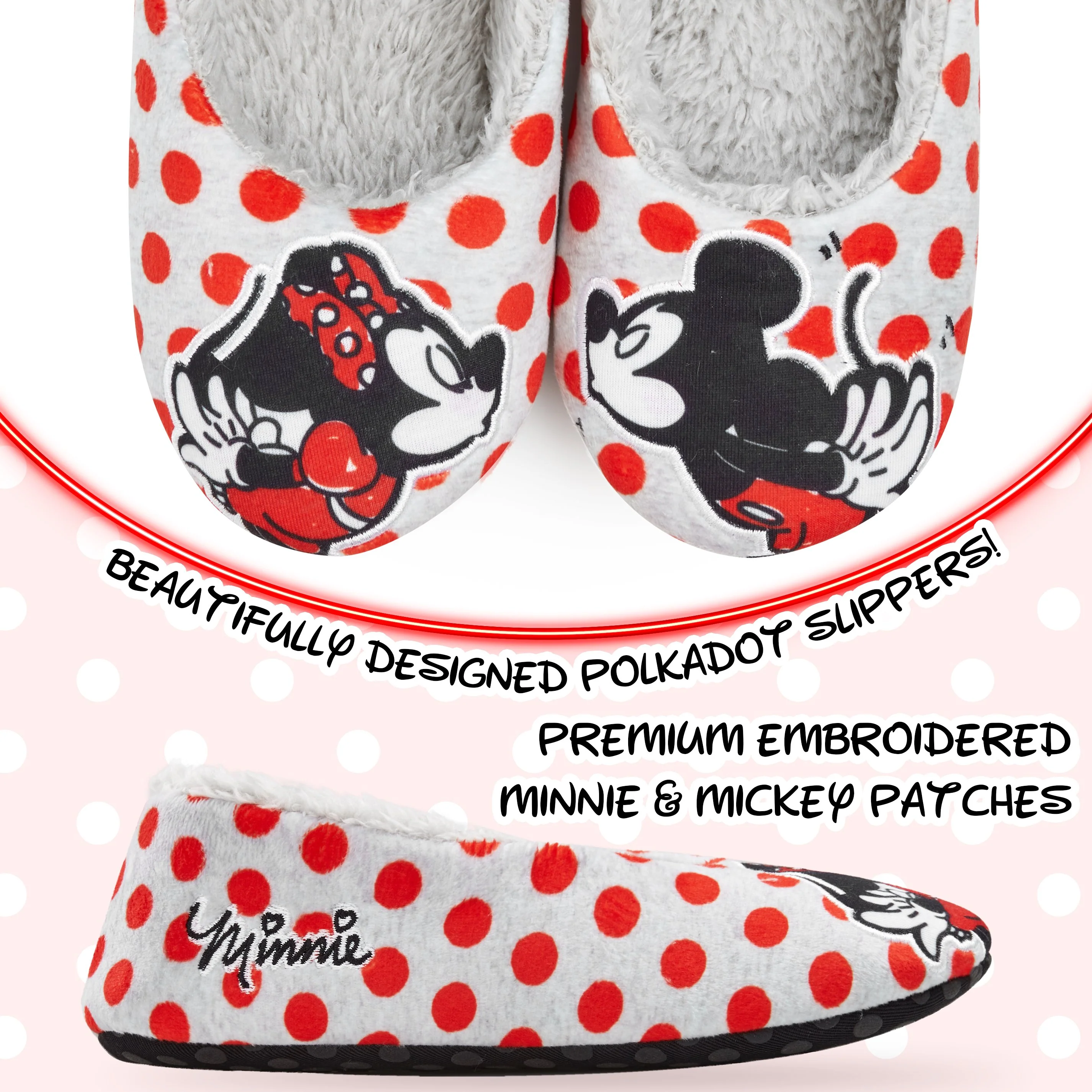 Disney Ladies Slippers, Minnie Mouse Womens Slippers, Anti-Slip Fluffy Slippers - Image 2