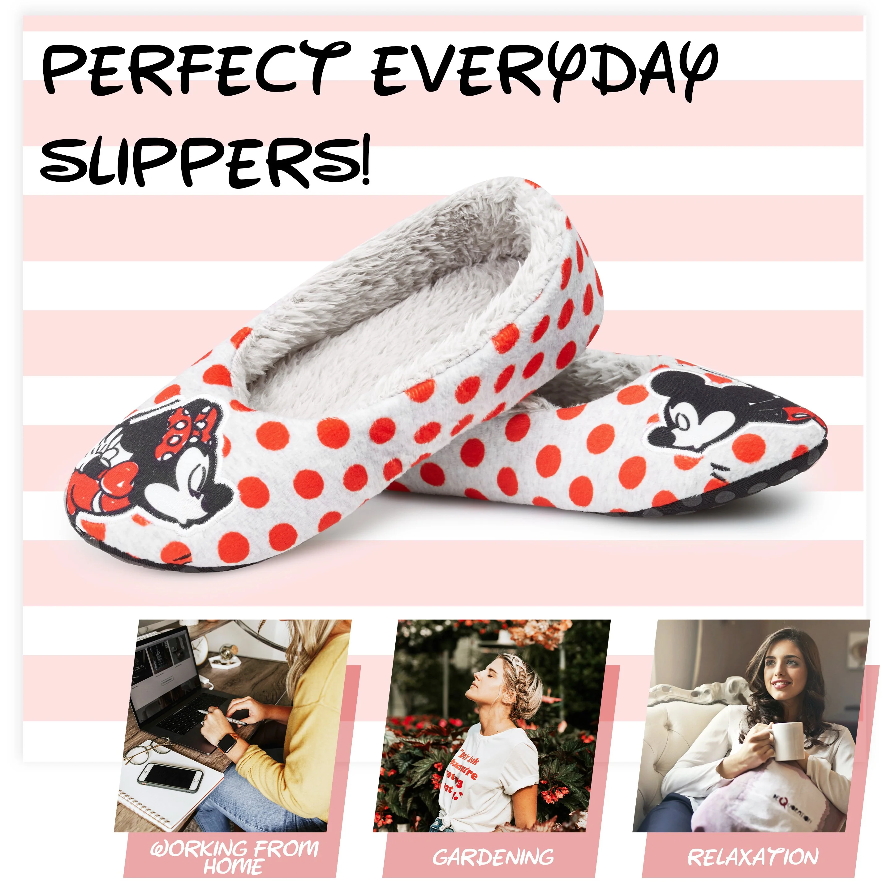 Disney Ladies Slippers, Minnie Mouse Womens Slippers, Anti-Slip Fluffy Slippers - Image 4
