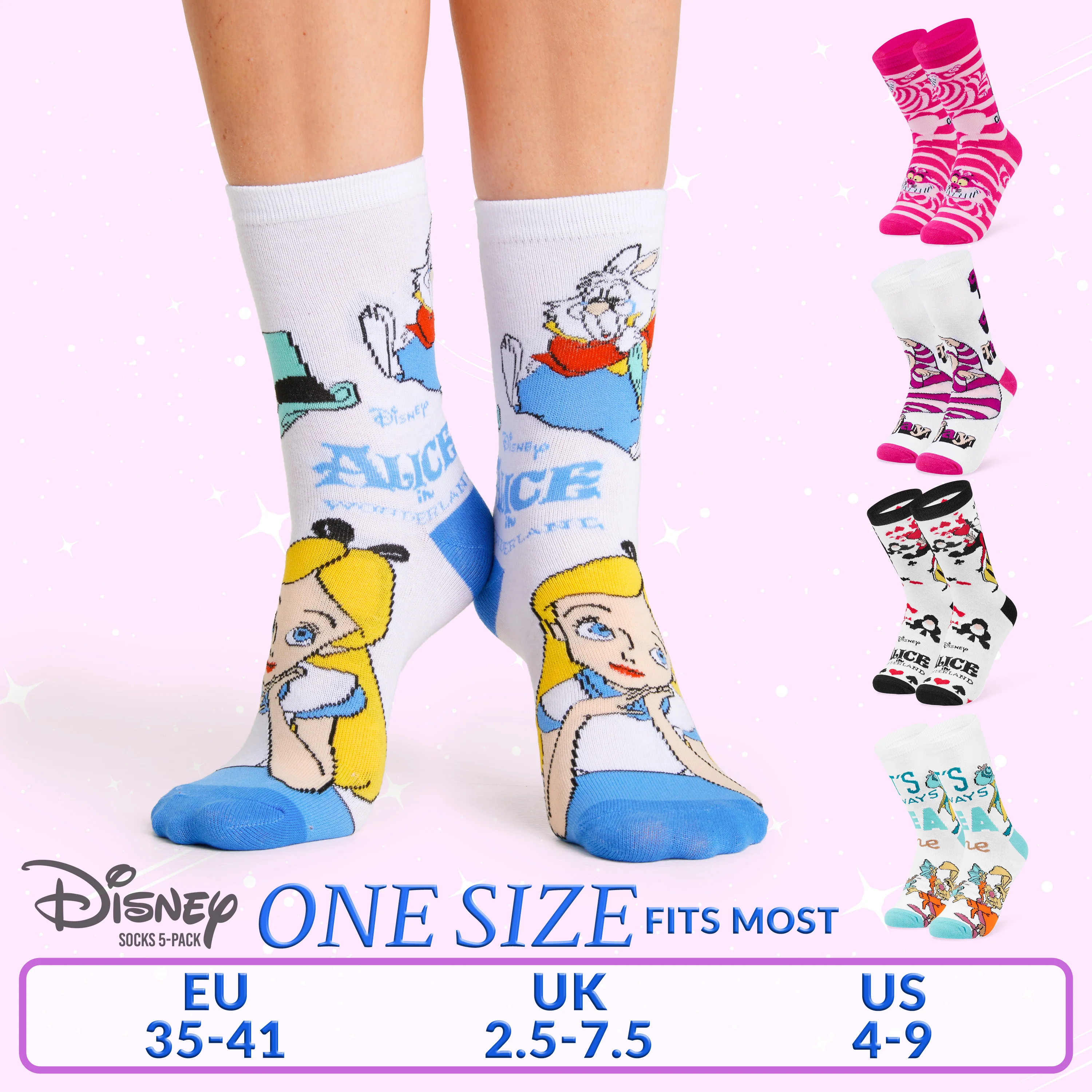 Disney Womens Novelty Calf Socks, Soft Breathable Ankle Socks Pack of 5 Gifts for Women - Image 6