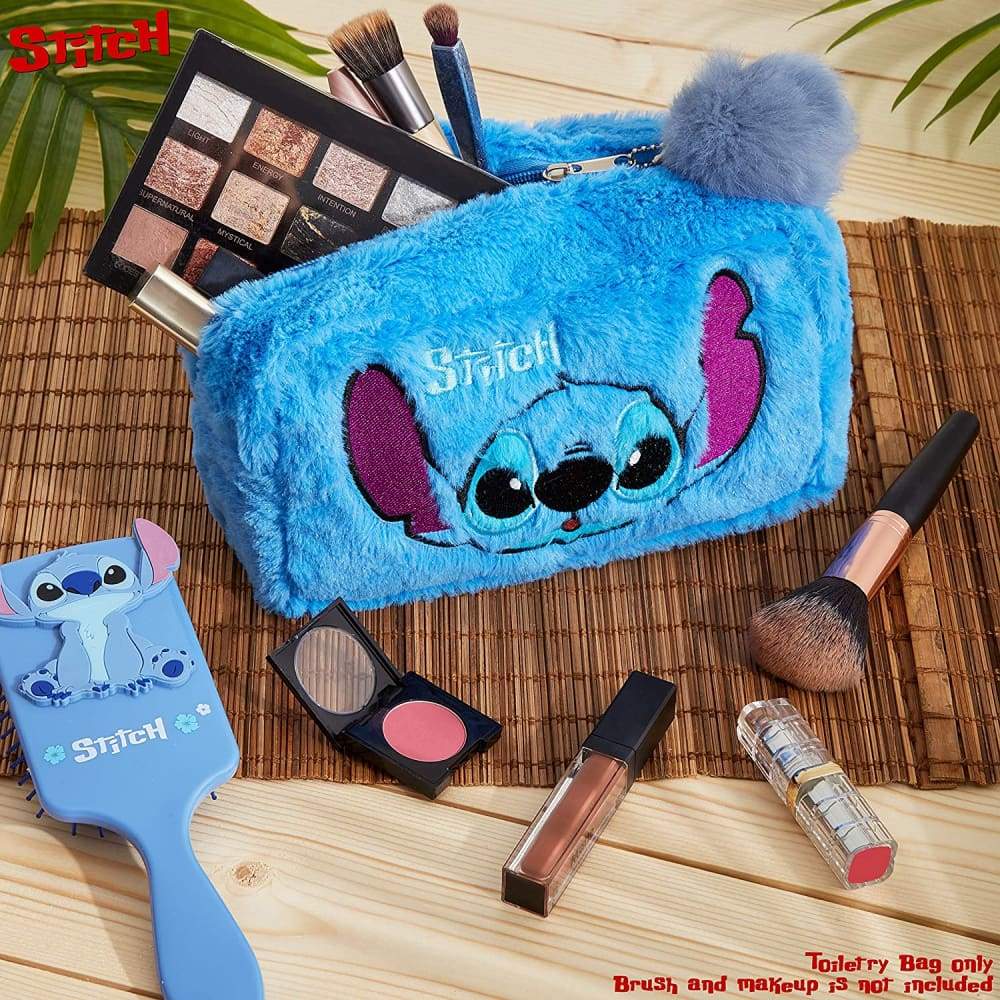 Disney Lilo and Stitch Plush Makeup Bag with Fluffy Pom Pom for Women Or Girls - Image 4