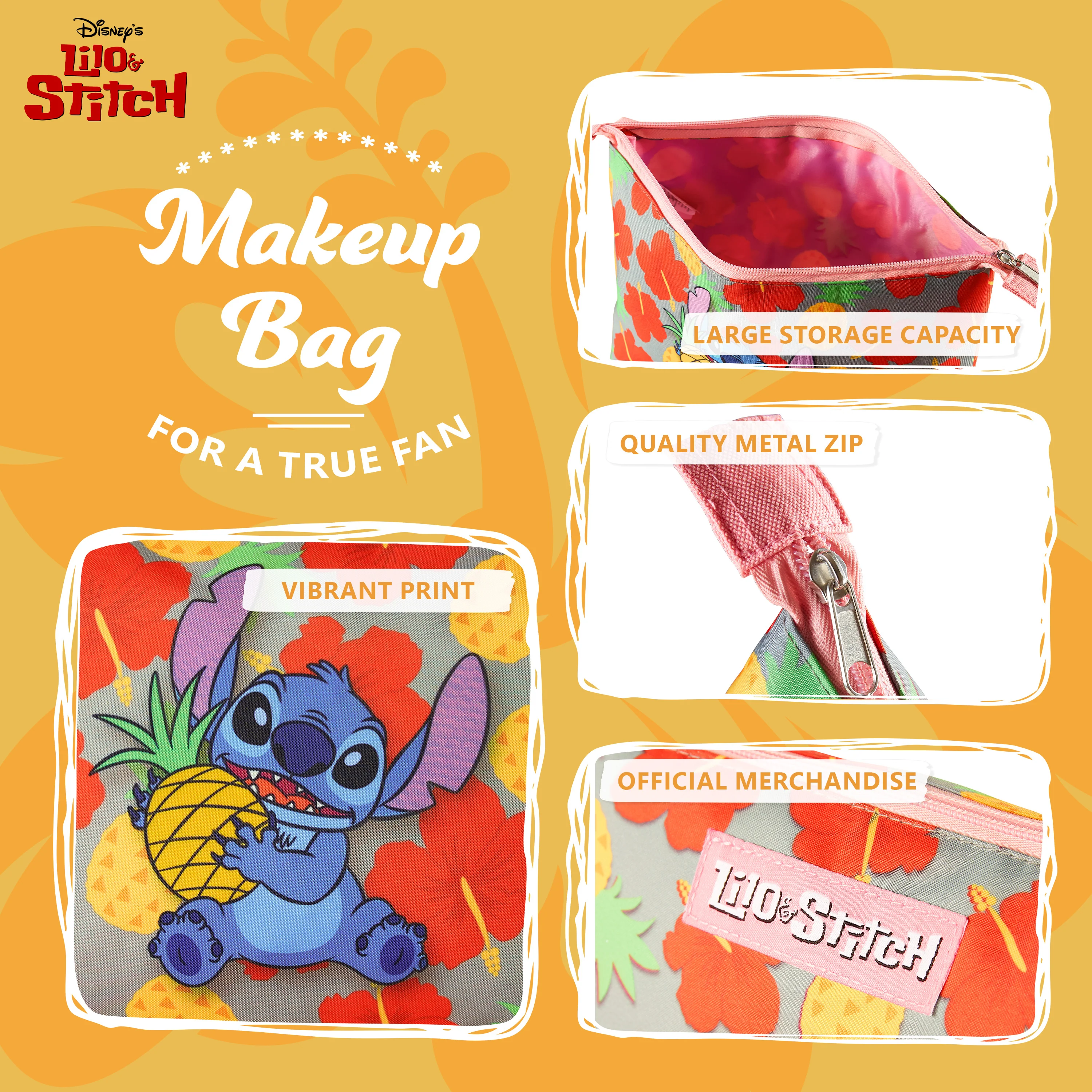 Disney Makeup Bag, Stitch Cosmetics Bag, Stitch Gifts for Women and Teens (Multi) - Image 4