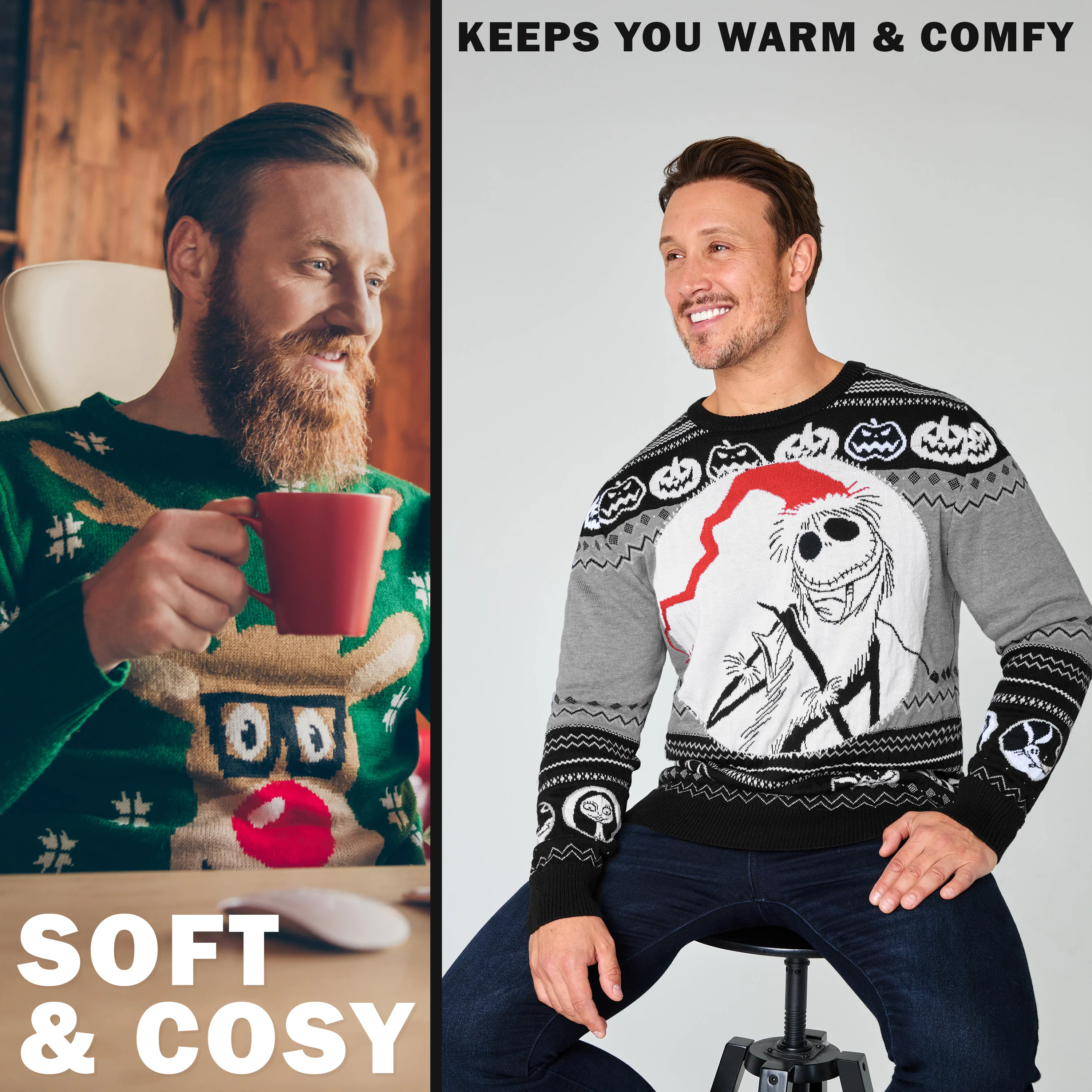 Disney Mens Christmas Jumper Crew Neck with Long Sleeves, Warm Cosy Xmas Jumper - Gifts for Men - Image 5