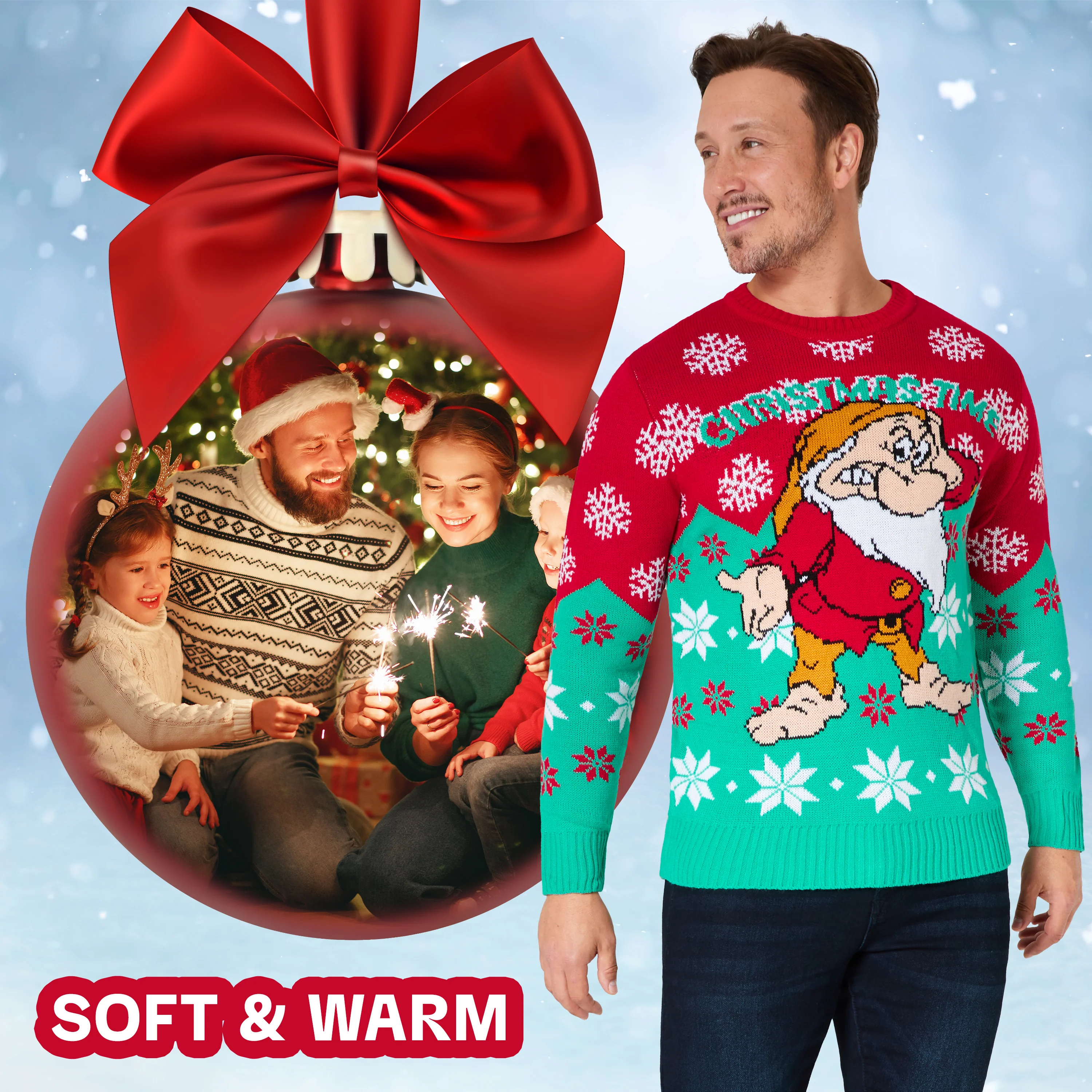 Disney Mens Christmas Jumper - Grumpy - Image 3