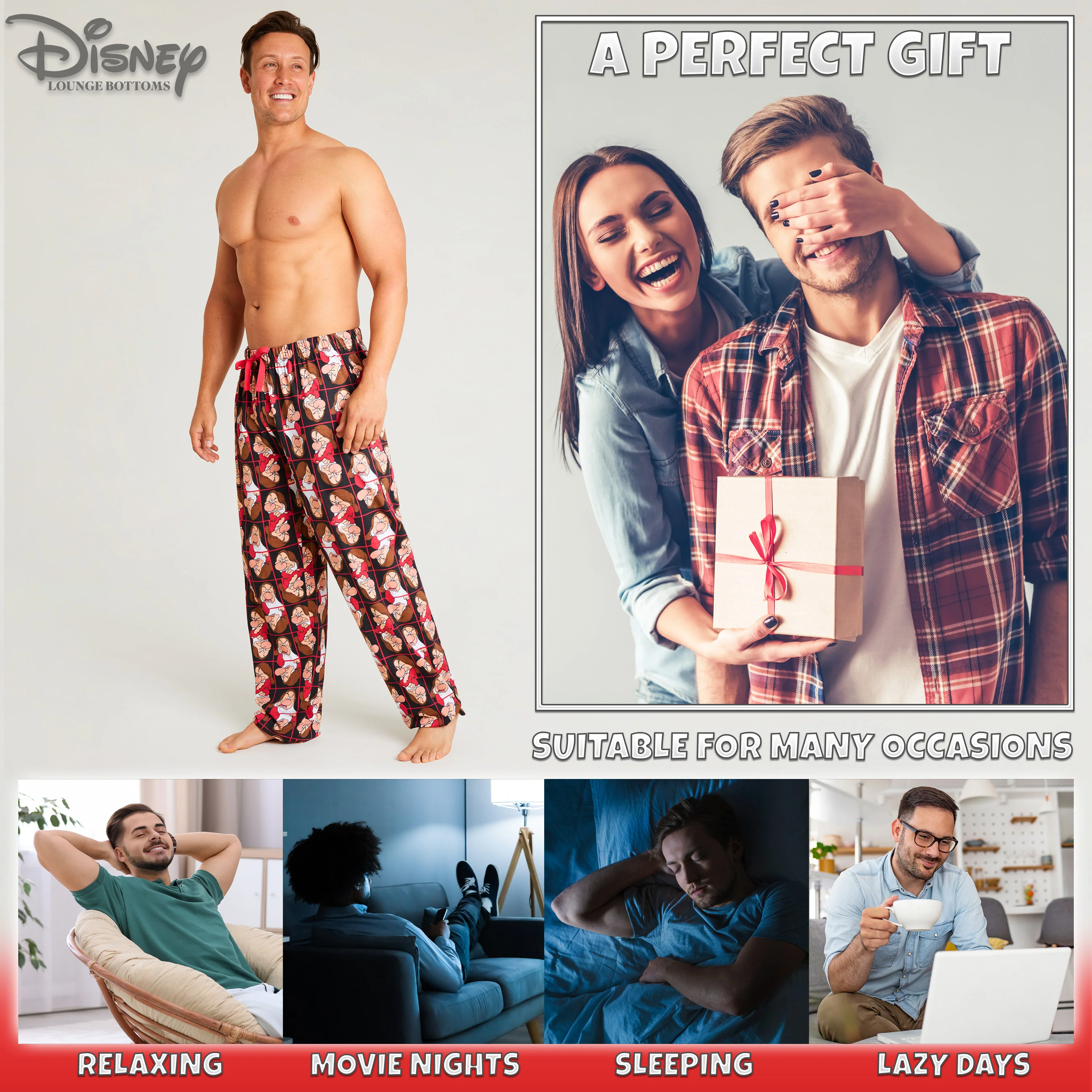 Disney Mens Pyjama Bottoms - GRUMPY AOP Mens Pyjama Bottoms - Image 3