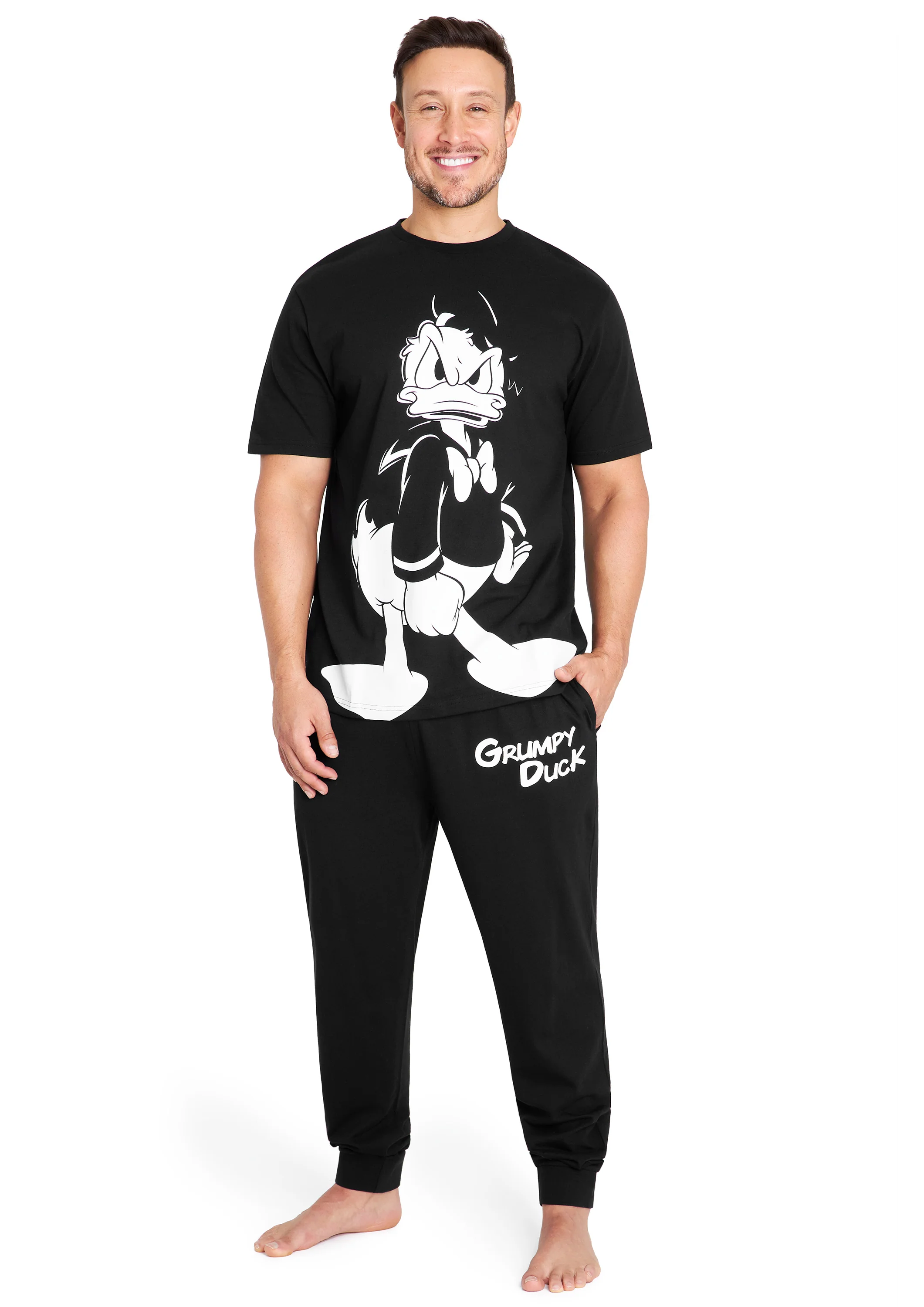 Disney Mens Pyjamas Jack Skellington Donald Duck Grumpy Men's Nightwear Set T-Shirt Long Bottoms PJs M-3XL Loungewear