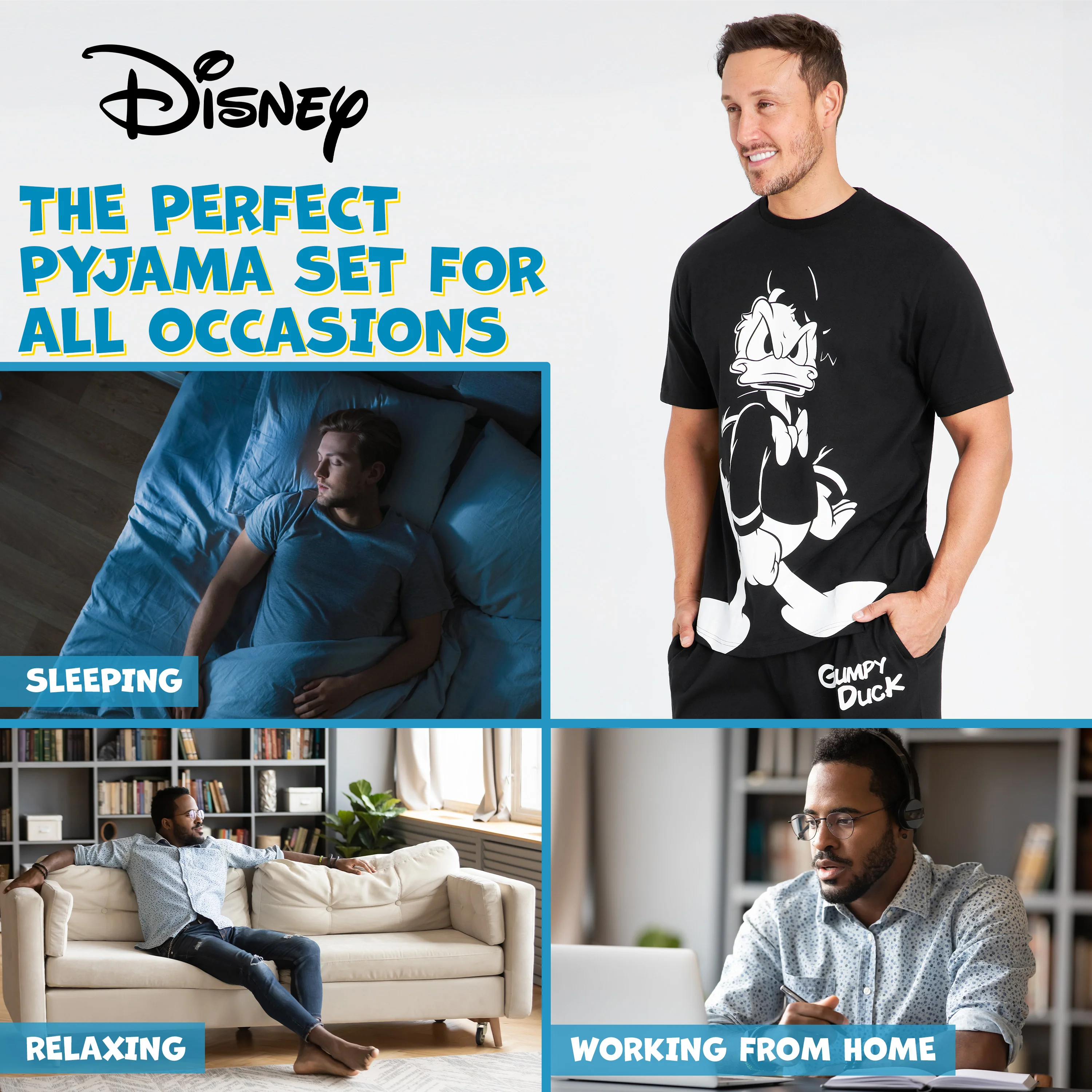 Disney Mens Pyjamas Jack Skellington Donald Duck Grumpy Men's Nightwear Set T-Shirt Long Bottoms PJs M-3XL Loungewear - Image 5