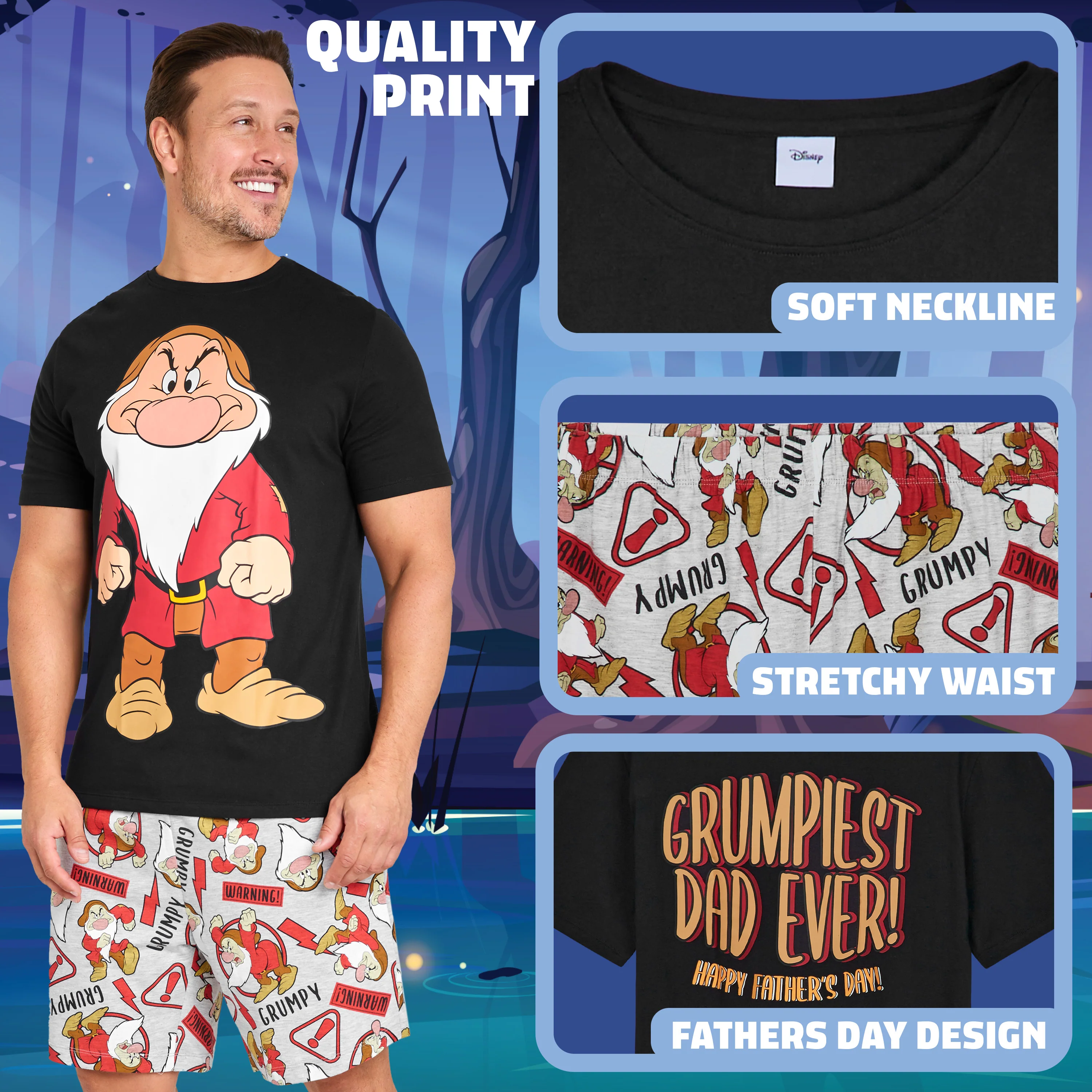 Disney Mens Short Pyjamas Set, Soft Breathable Lounge Wear - Image 4