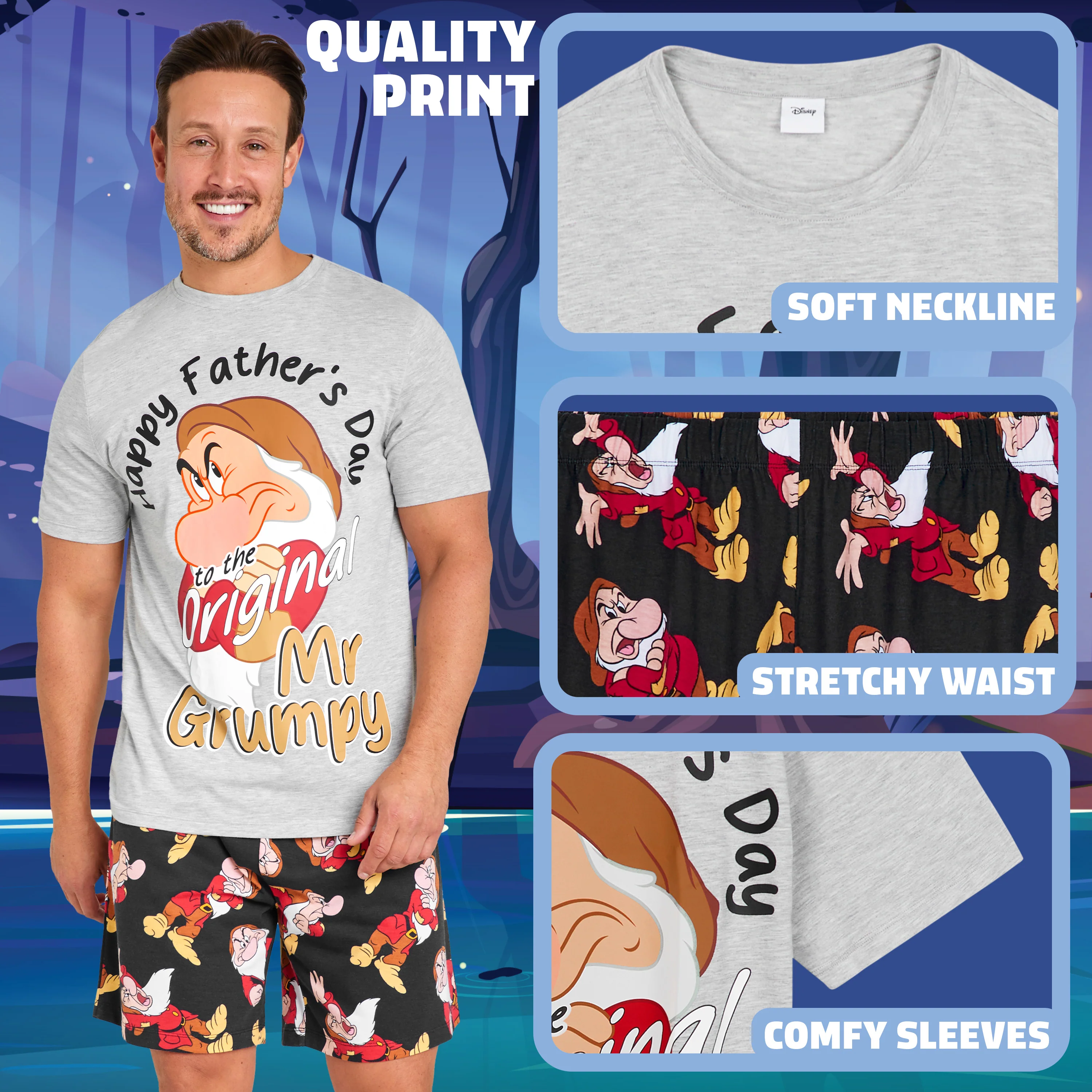 Disney Mens Short Pyjamas Set, Soft Breathable Lounge Wear - Gifts for Dads - Image 4