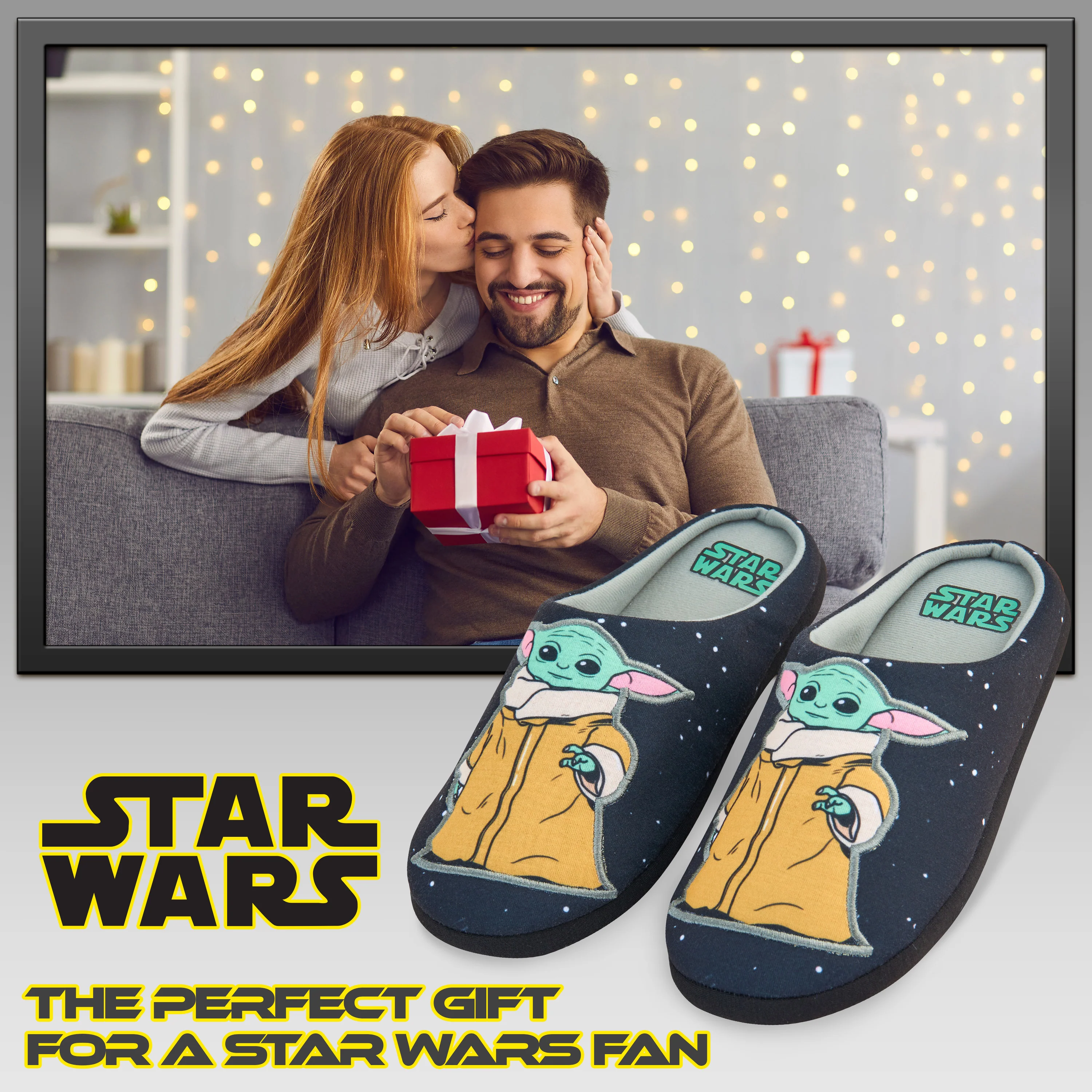 Disney Men's Slippers - Baby Yoda Indoor House Shoes Non Slip Sole - Gifts for Him - Image 2