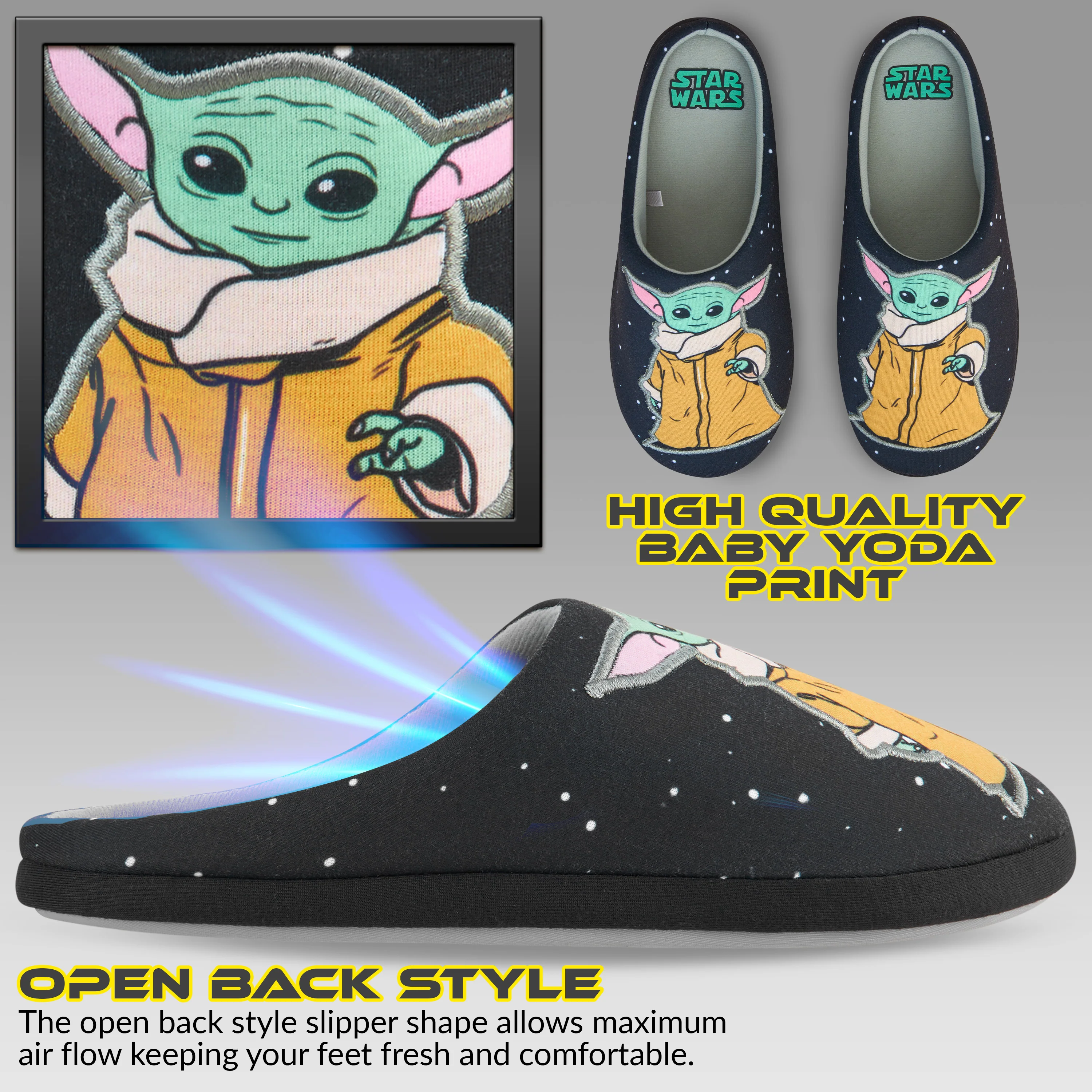 Disney Men's Slippers - Baby Yoda Indoor House Shoes Non Slip Sole - Gifts for Him - Image 4