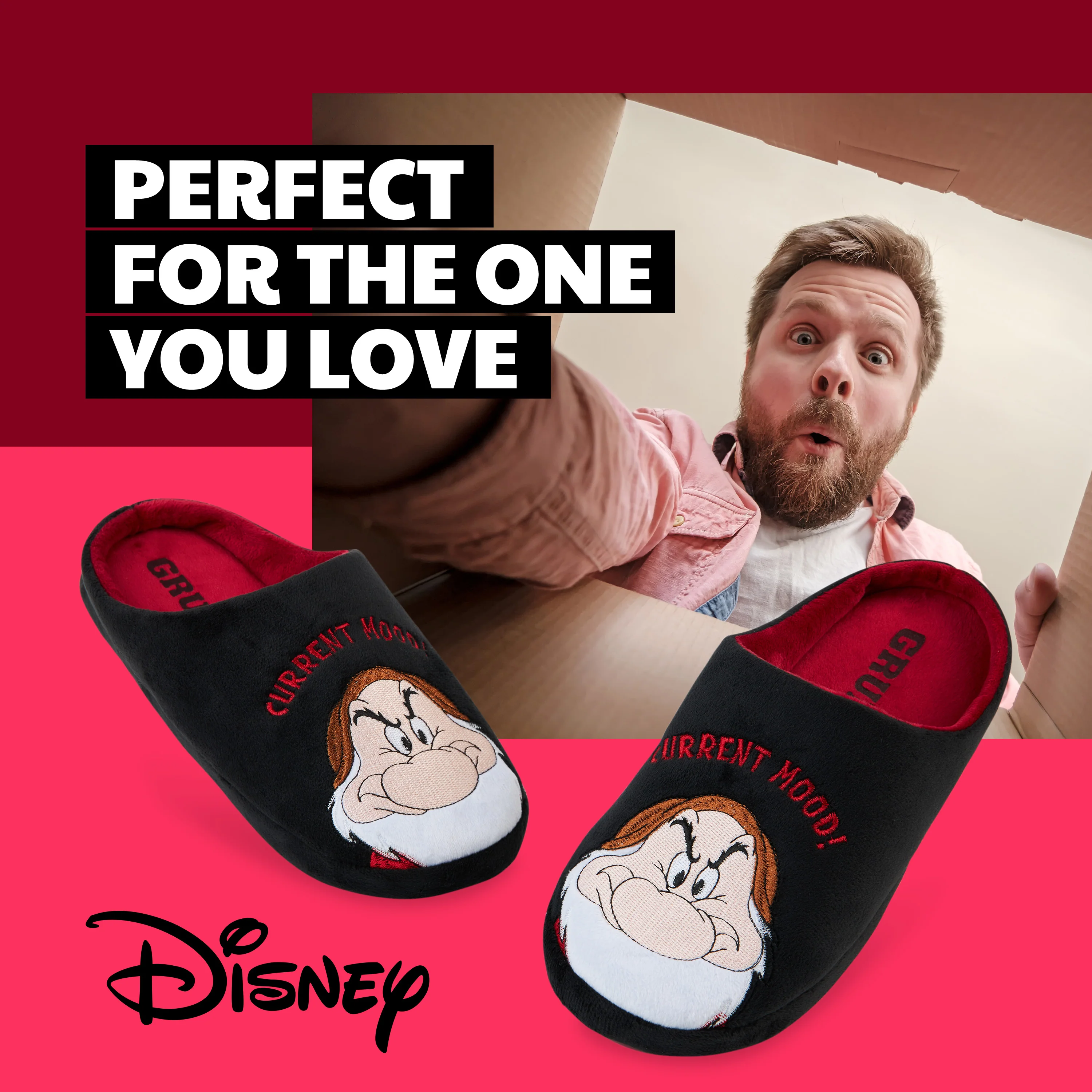 Disney Men's Slippers -Grumpy Indoor House Shoes Size 6-12 Non Slip Sole - Gifts for Him - Image 2