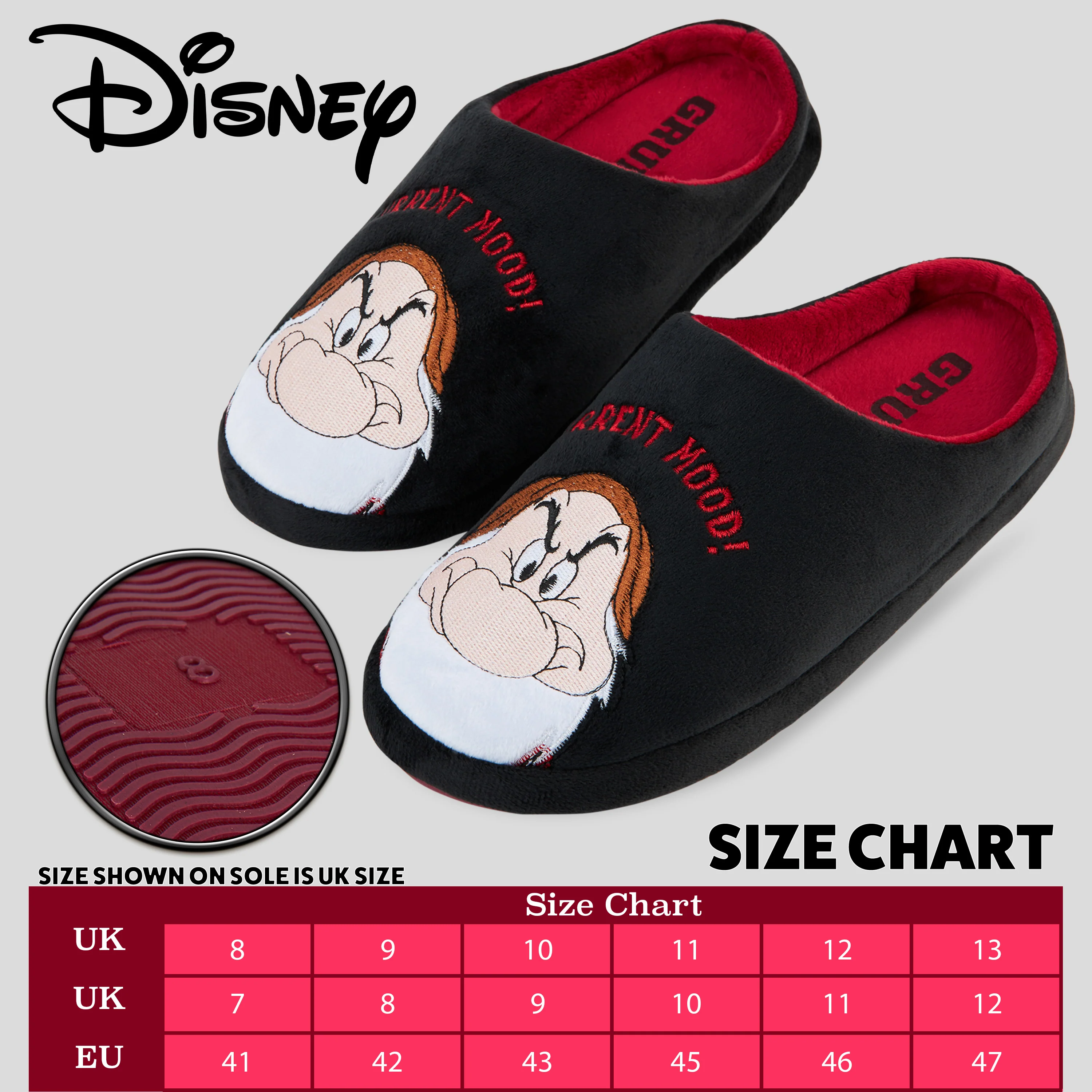 Disney Men's Slippers -Grumpy Indoor House Shoes Size 6-12 Non Slip Sole - Gifts for Him - Image 6