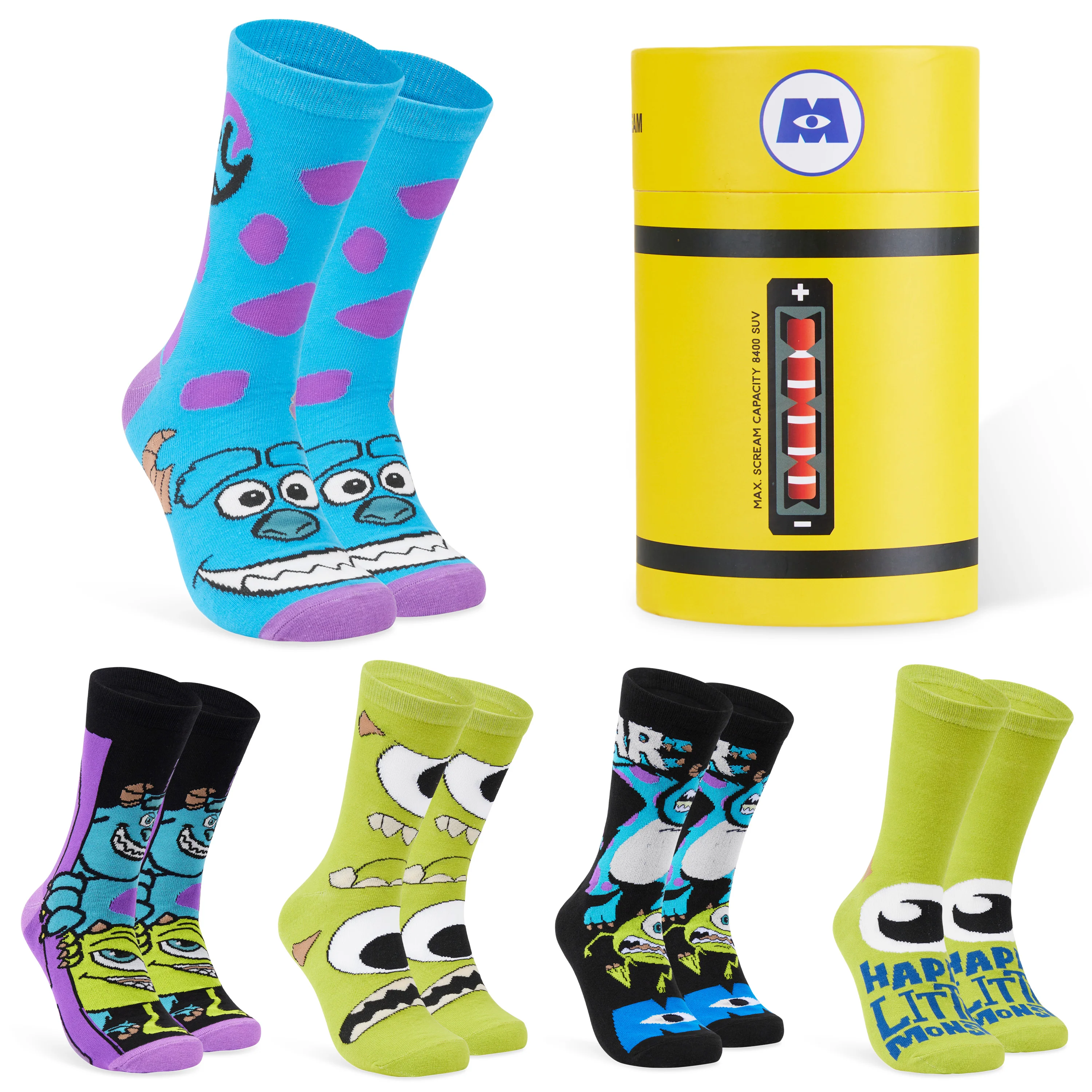 Disney Mens Socks - Pack of 5 Crew Socks for Men - Monsters INC.