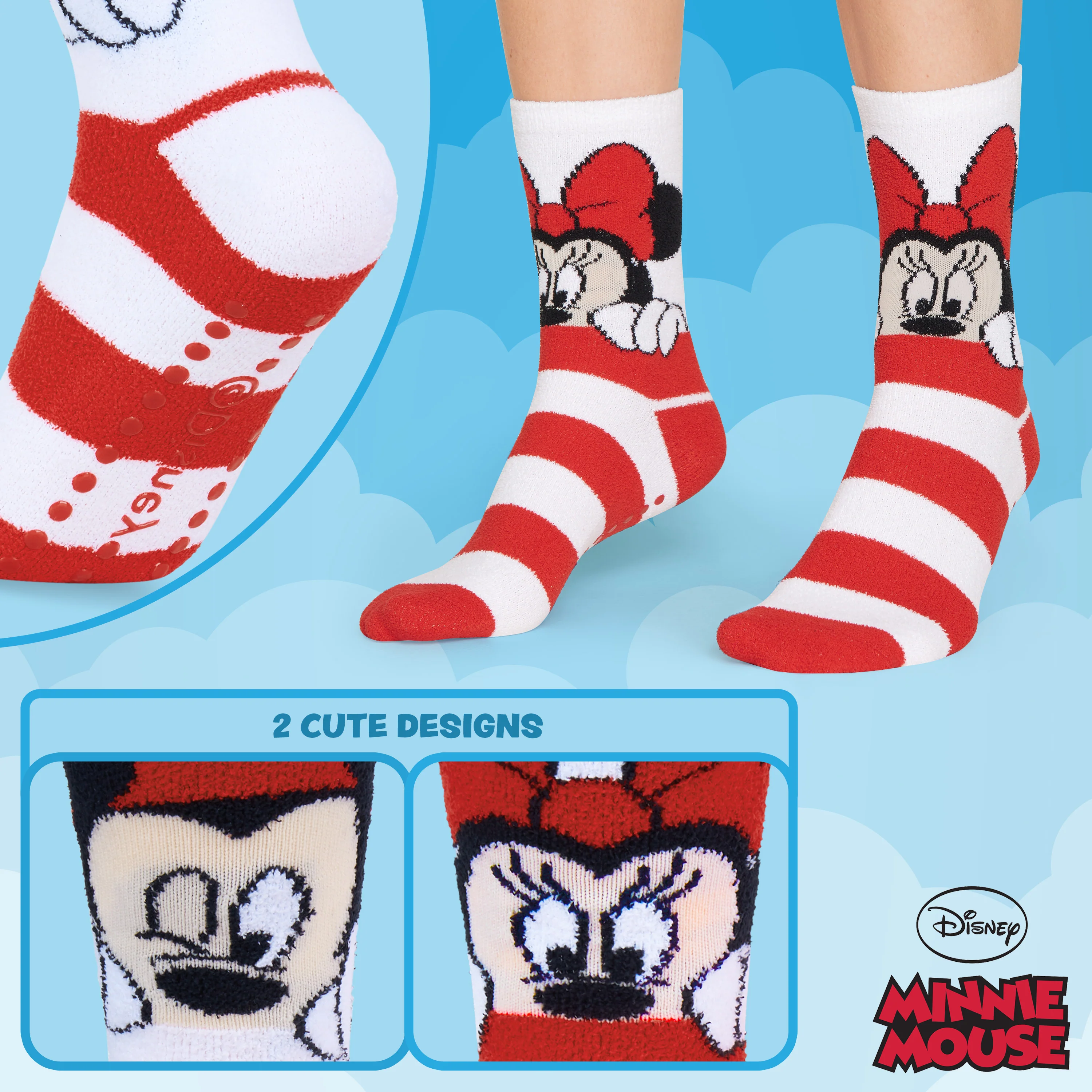 Disney Mickey Fluffy Socks, 2 Pack Fluffy Socks Non Slip Fleece Bed Socks - Image 3