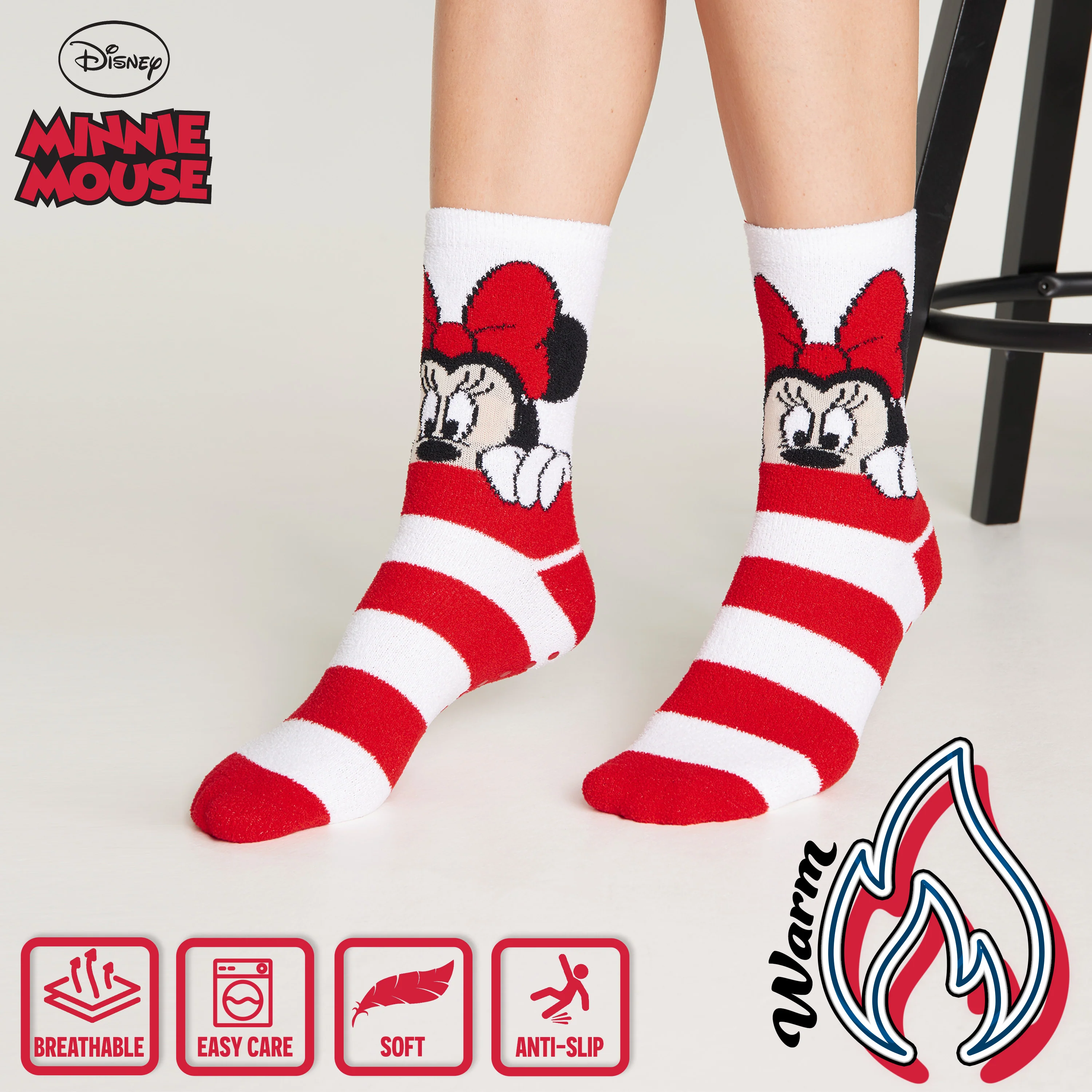 Disney Mickey Fluffy Socks, 2 Pack Fluffy Socks Non Slip Fleece Bed Socks - Image 5