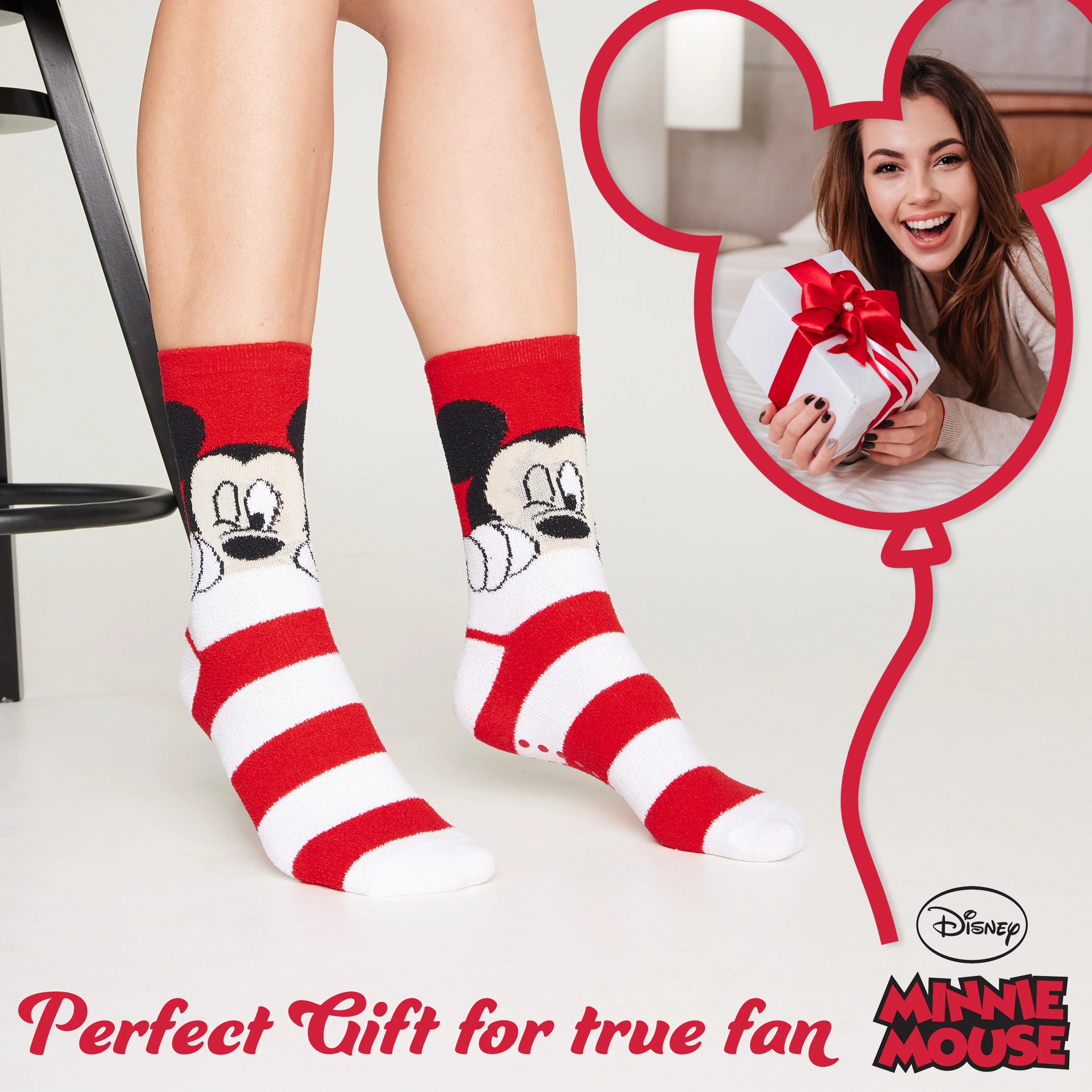 Disney Mickey Fluffy Socks, 2 Pack Fluffy Socks Non Slip Fleece Bed Socks - Image 6