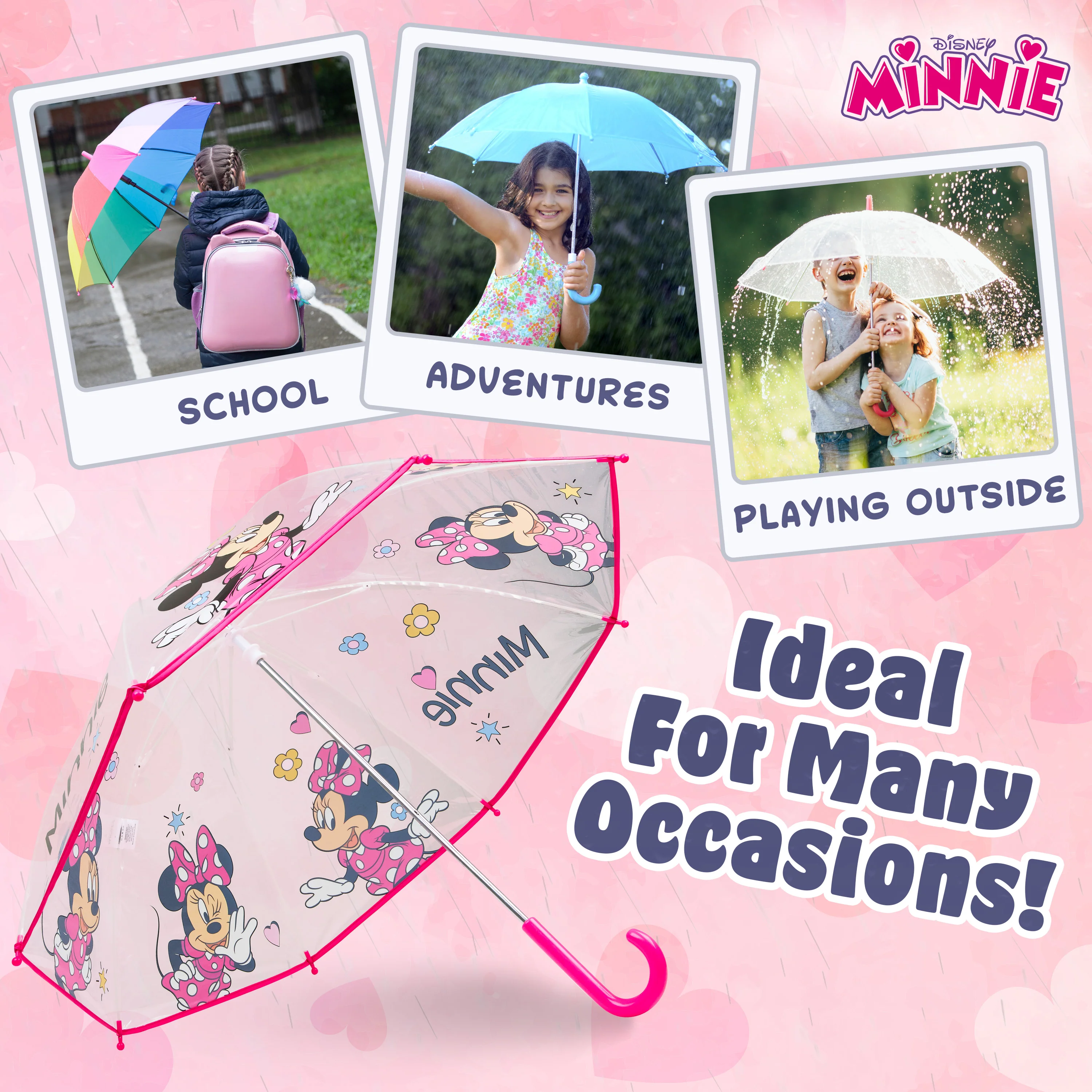 Disney Minnie Clear Dome Umbrella for Girls - Folding Transparent Umbrella - Image 4