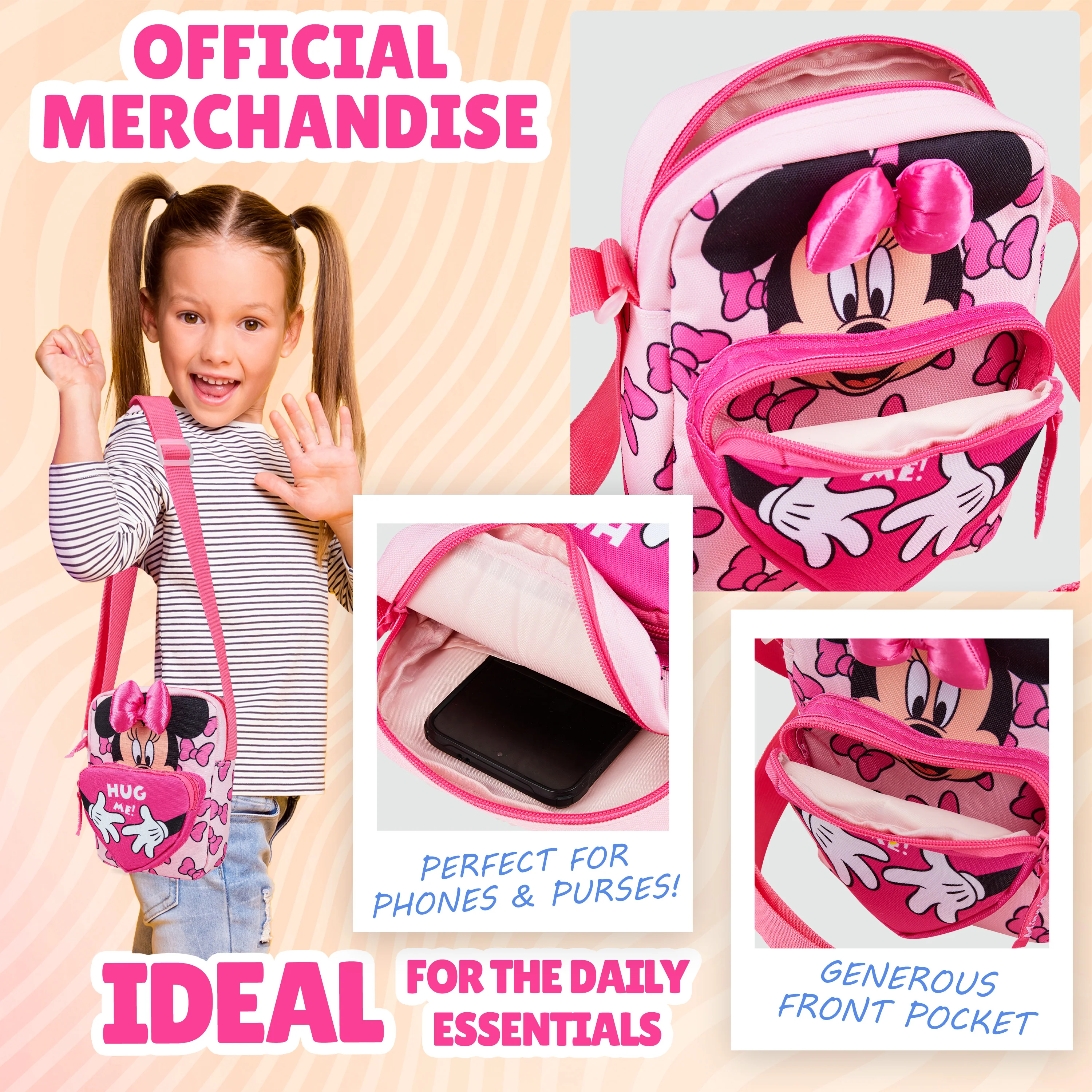 Disney Minnie Handbag for Girls Cross Body Bag Teens with Adjustable Strap - Image 3