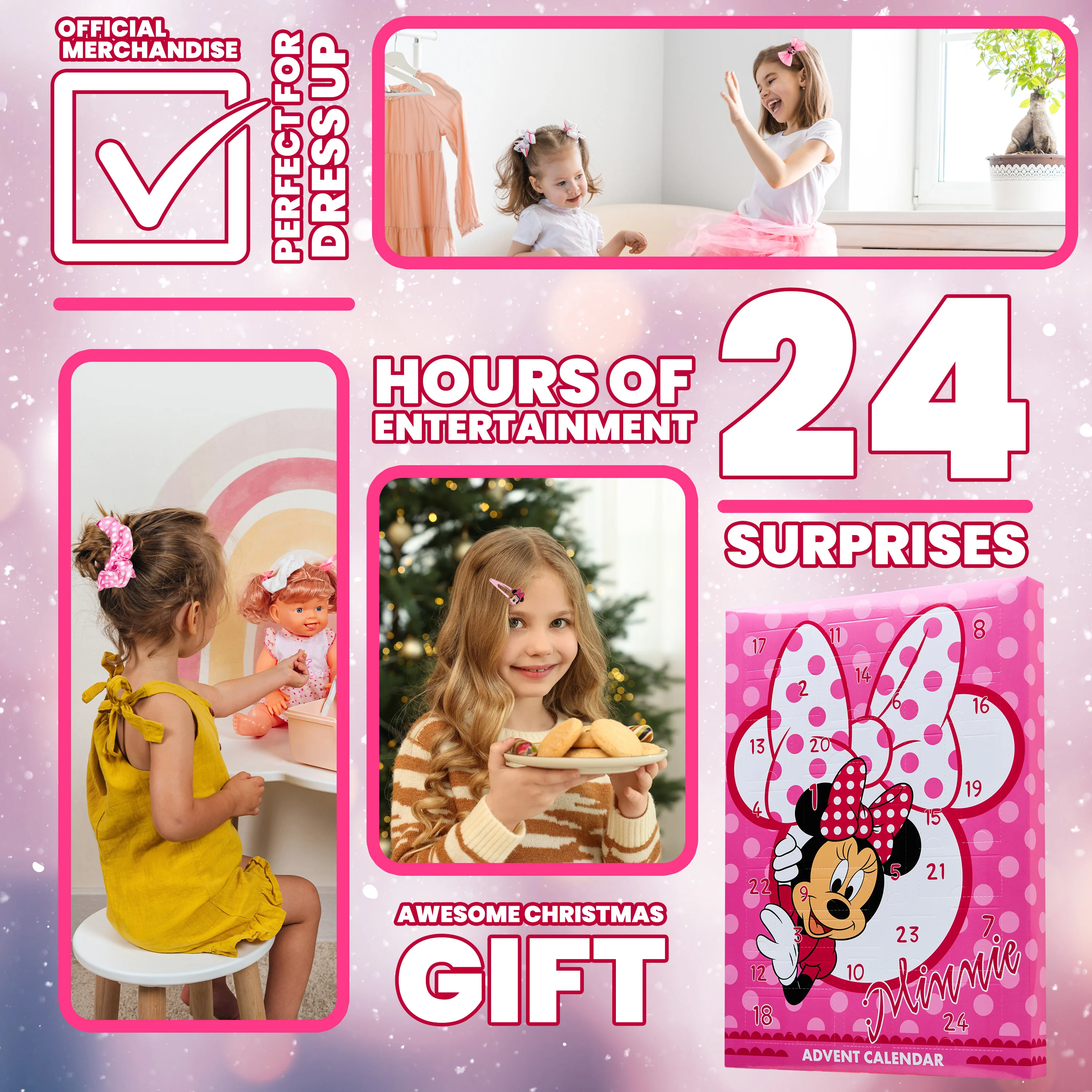 Disney Minnie Mouse Advent Calendar 2025 Hair Accessories Countdown Calendar (Pink) - Image 3
