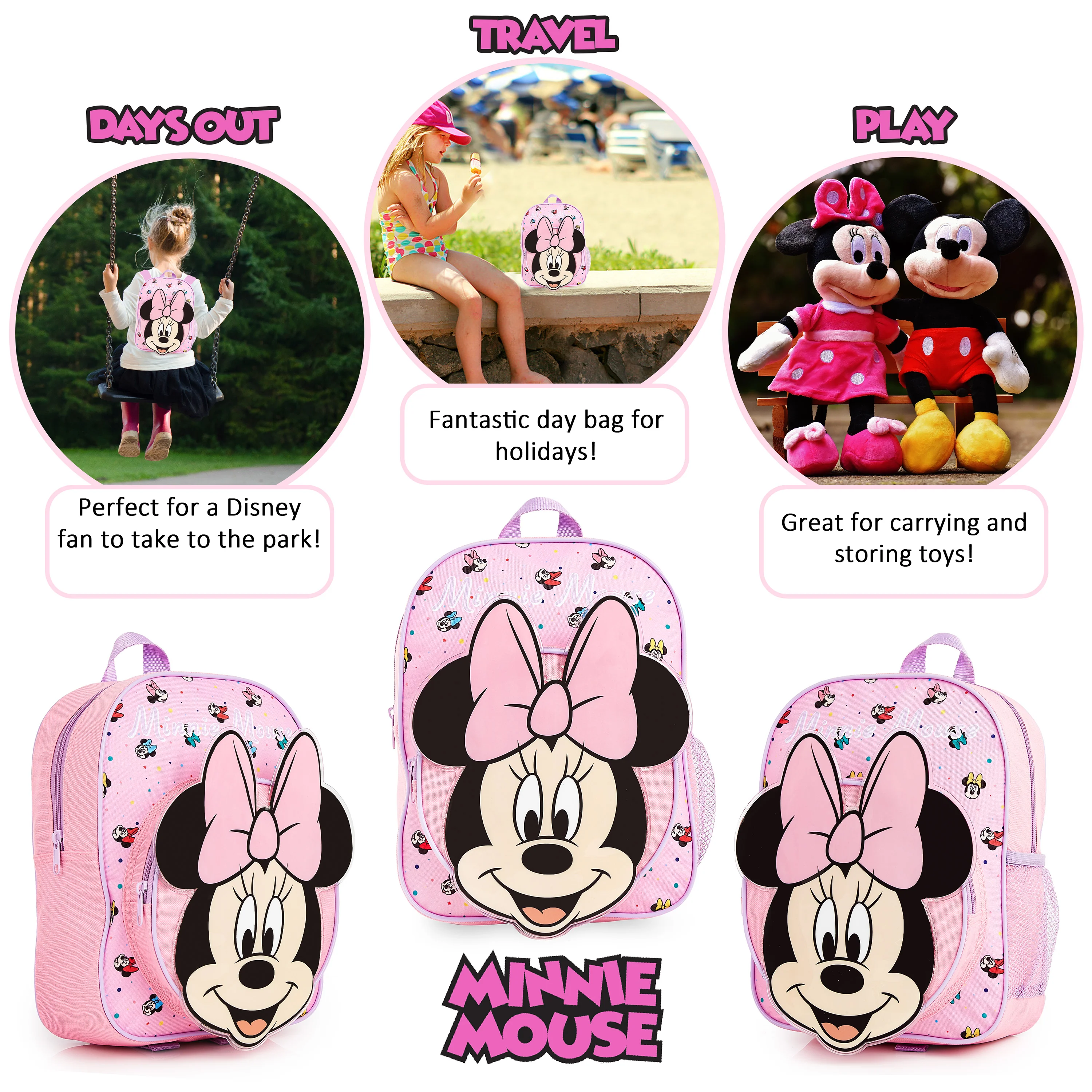 Disney Minnie Mouse Backpack Girls Rucksack for Toddlers Nursery Preschool - Image 3