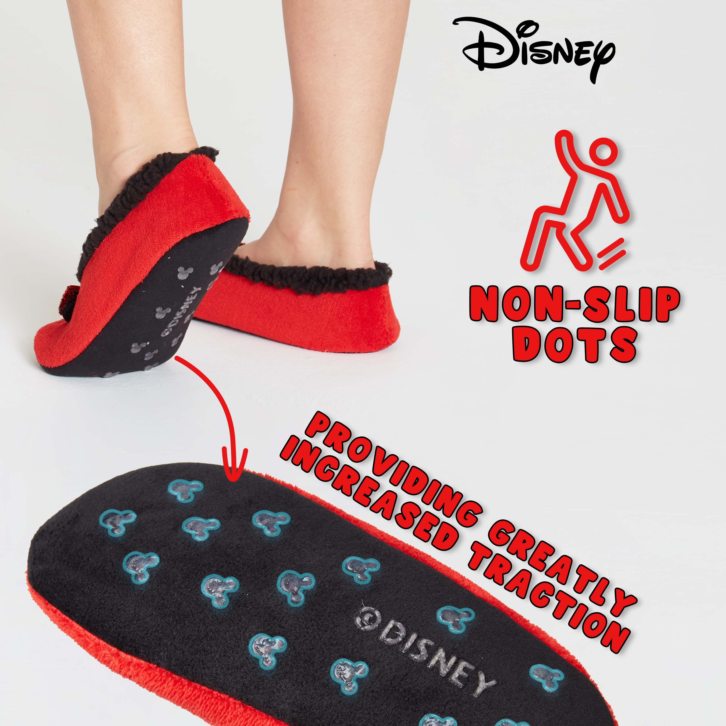 Disney Minnie Mouse Fluffy Slippers Socks for Women, Red Ballet Slippers Non Slip, Minnie Mouse Gifts - Image 5