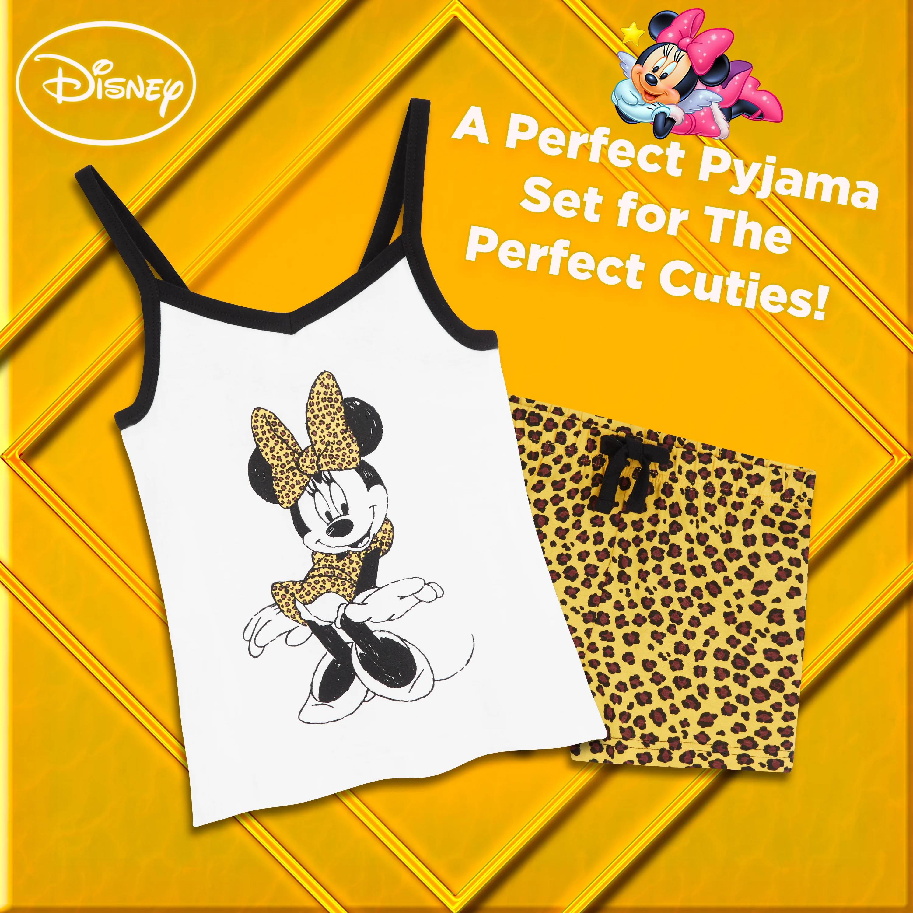 Disney Minnie Mouse Girls Pyjamas, Cotton Short Kids PJs, Official Merchandise - Image 3