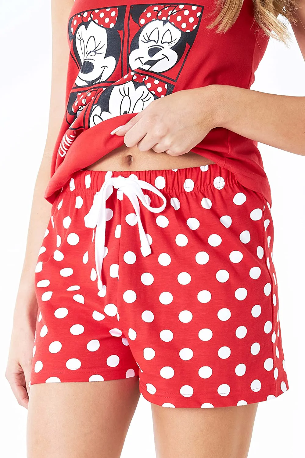 Disney Minnie Mouse Ladies Pyjamas Set, Cotton Cami Top & Sleep Shorts Women PJs - Image 4