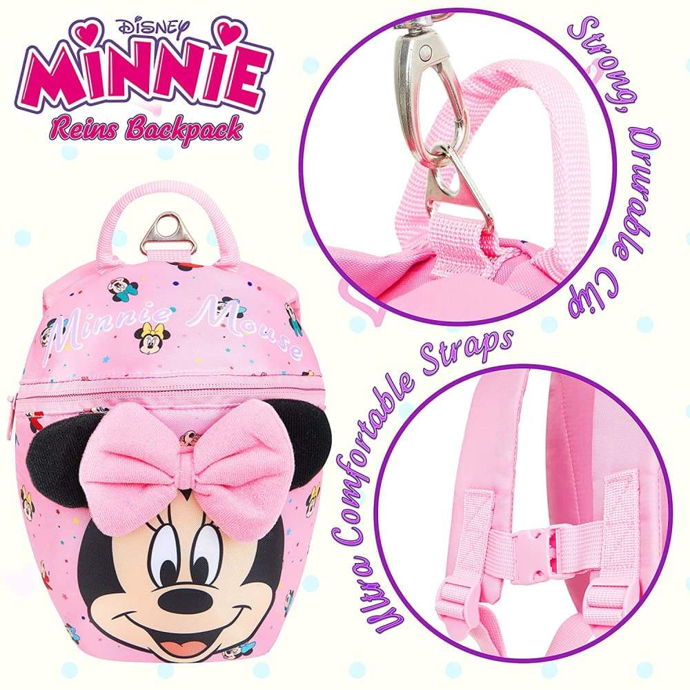 Disney Toddler Backpack with Reins, Minnie Mouse Backpack Reins for Kids, Child Harness Toddler Reins 1-4 Years - Image 3