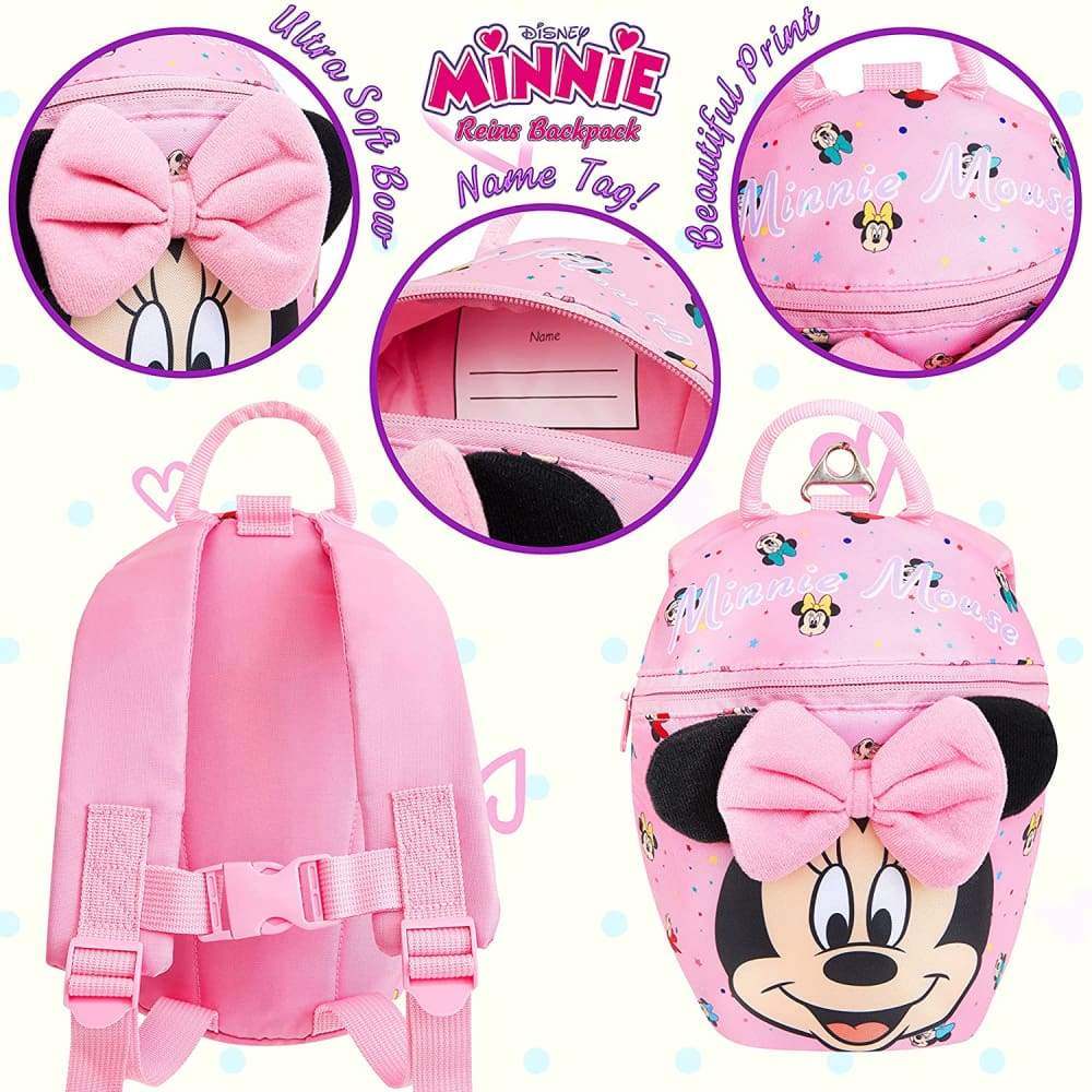 Disney Toddler Backpack with Reins, Minnie Mouse Backpack Reins for Kids, Child Harness Toddler Reins 1-4 Years - Image 4